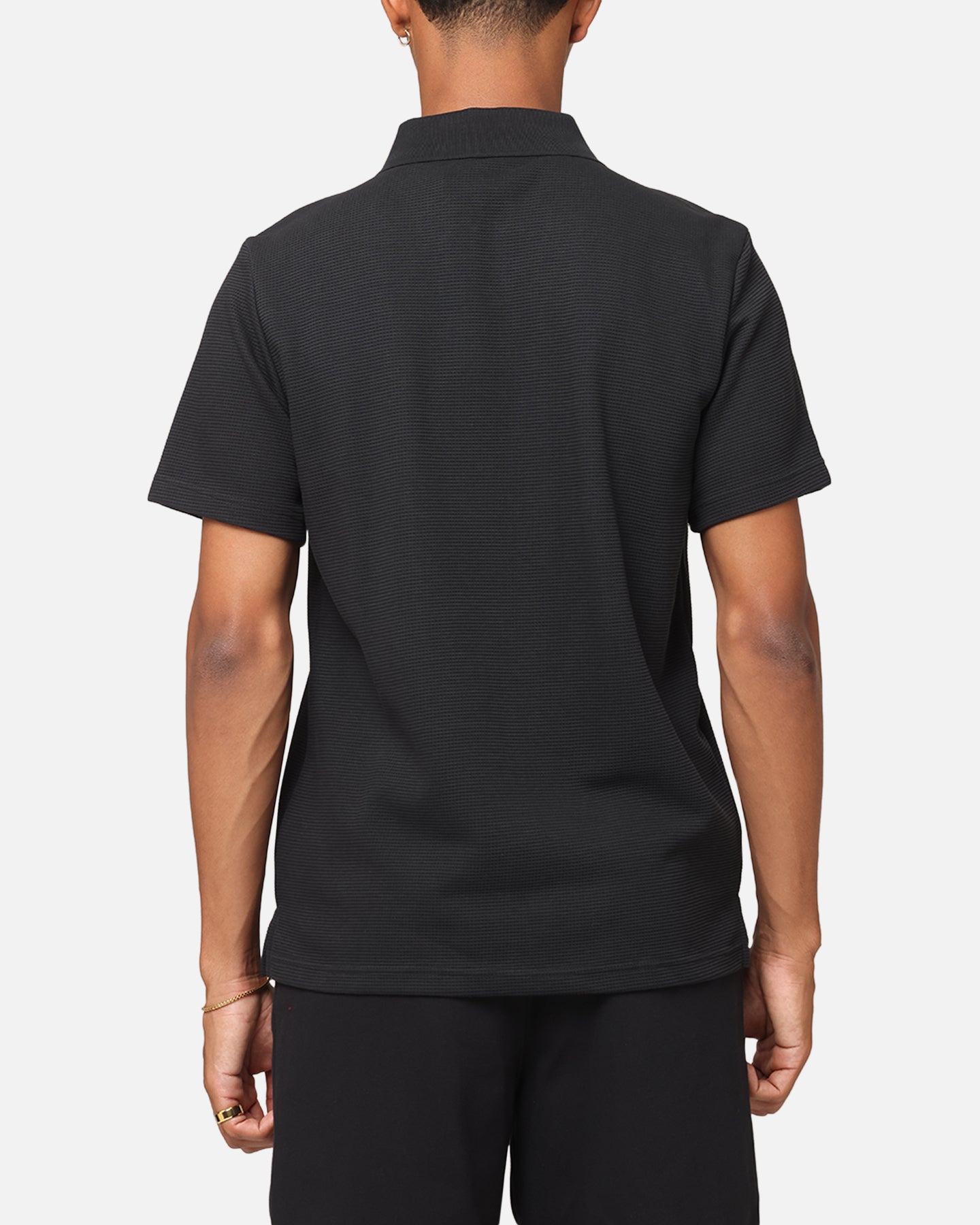Adidas Essentials Waffle Polo T-Shirt for Men - Black Cotton Short Sleeve Casual Shirt - Perfect for Gym, Workout, and Everyday Wear