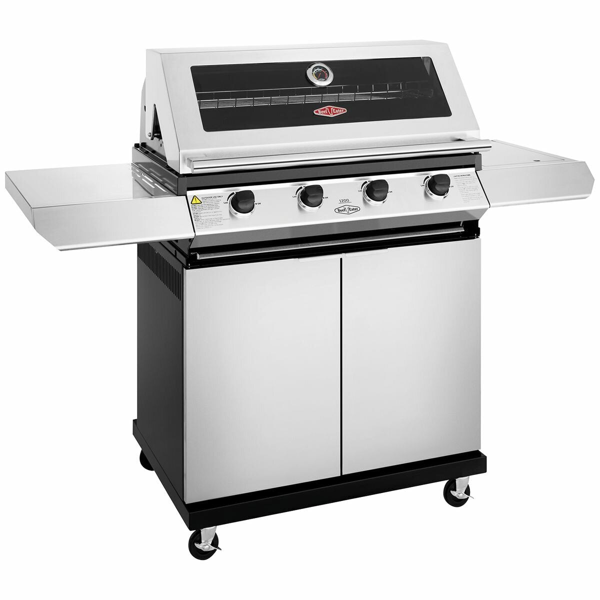 Beefeater 1200 Series 4 Burner LPG BBQ Grill with Side Burner & Rolling Trolley - BMG1241SB - Perfect for Backyard BBQs, Outdoor Cooking, and Family Gatherings