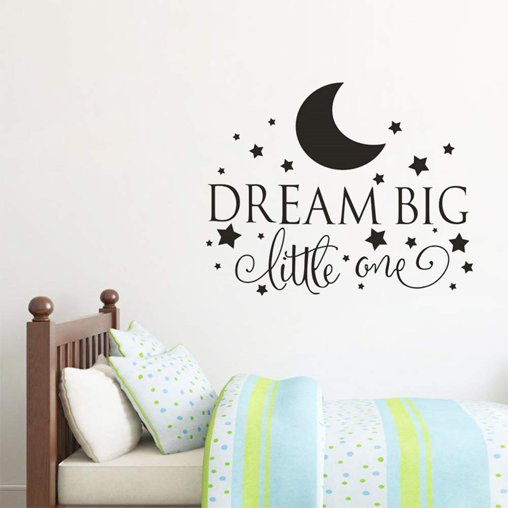 Dream Big Little One Quote Wall Decals - Nursery & Kids Room Decor, Removable Wall Stickers for Baby Girl & Boy - Perfect for Bedroom, Playroom & Nursery Decorations