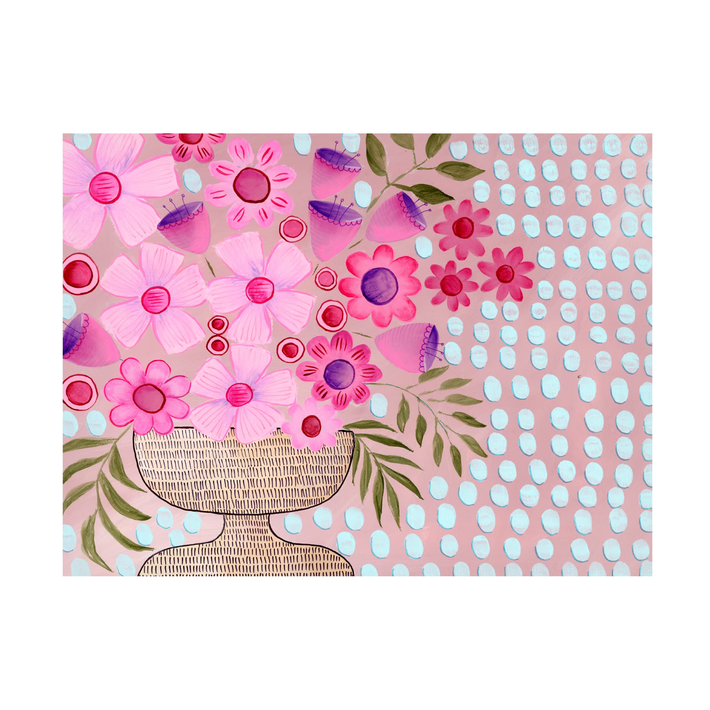 Cheeky Pink Floral I Canvas Wall Art by Regina Moore - Modern Botanical Painting for Living Room, Bedroom & Office Decor