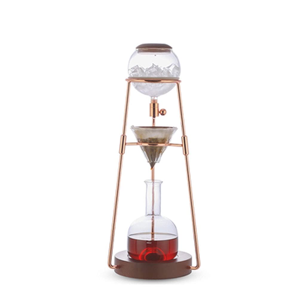 Premium Stainless Steel Cold Brew Coffee Maker with Glass Carafe - 500ML Iced Coffee Brewer for Home, Office & Gifts | Perfect for Iced Lattes, Cold Brew Concentrate & Housewarming Presents (Gold)