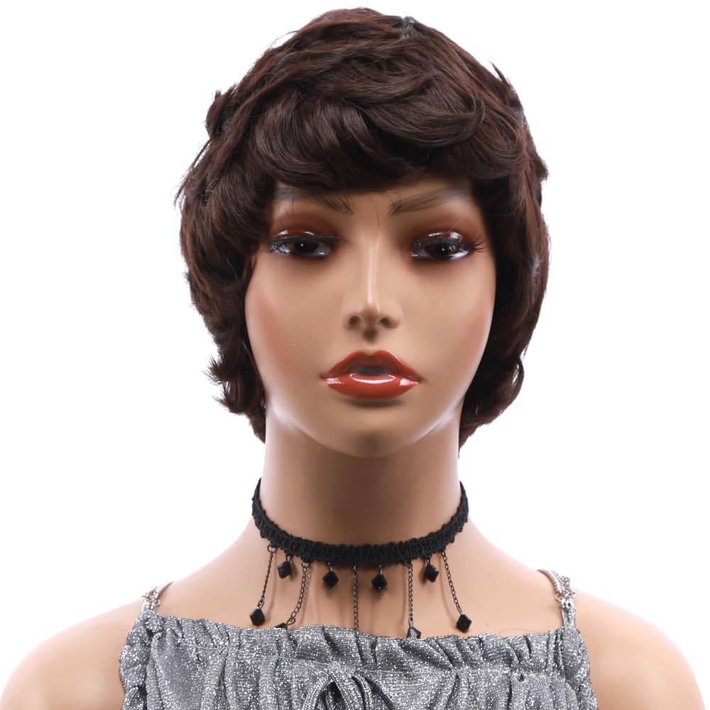 Short Brown Pixie Cut Wigs for Black Women - Synthetic Curly Hair Wig for Fashion & Cosplay - Perfect for Daily Wear, Parties & Costume Events (4)