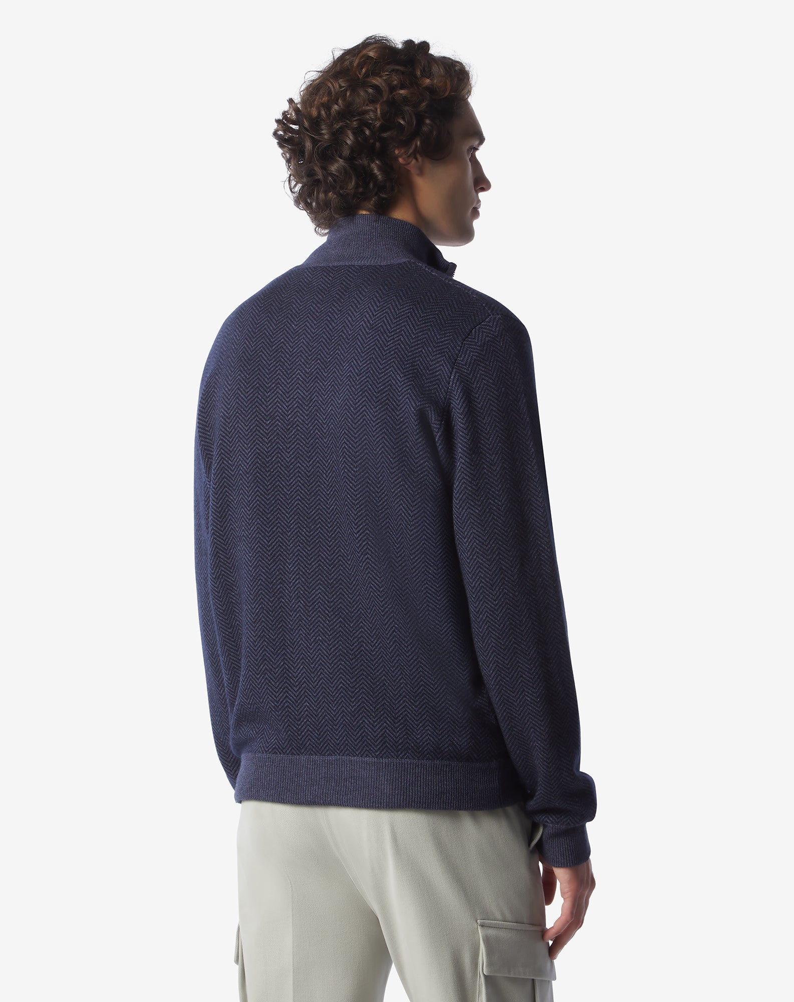 Premium Corneliani Cashmere Silk Blend Zip Knit Sweater - Navy Blue | Luxury Winter Pullover for Men | Perfect for Business Casual & Evening Events
