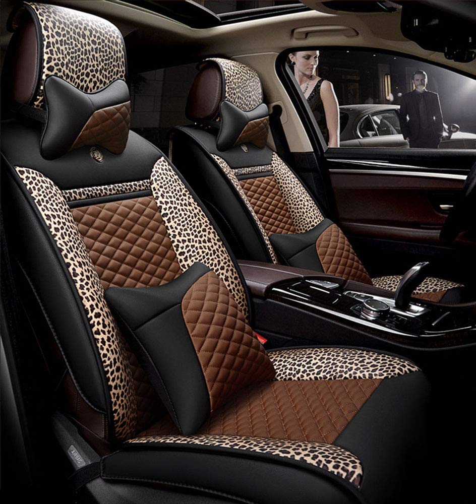 Premium Luxury Leather Car Seat Covers Full Set - Waterproof, Wear-Resistant, Airbag Compatible for 5-Seater SUVs & Cars | Perfect for Road Trips, Daily Commute & Family Protection
