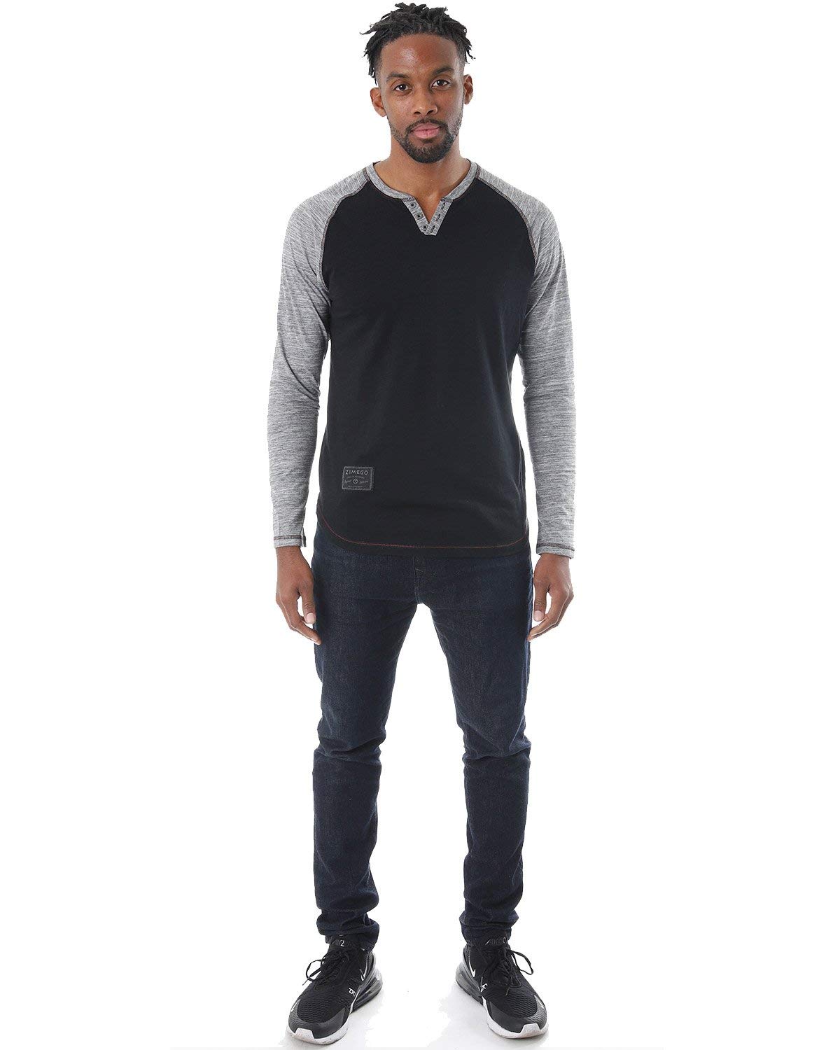 ZIMEGO Men's Long Sleeve V-Neck Henley Shirt - Slim Fit Casual T-Shirt for Everyday Wear, Work & Date Night Outfits