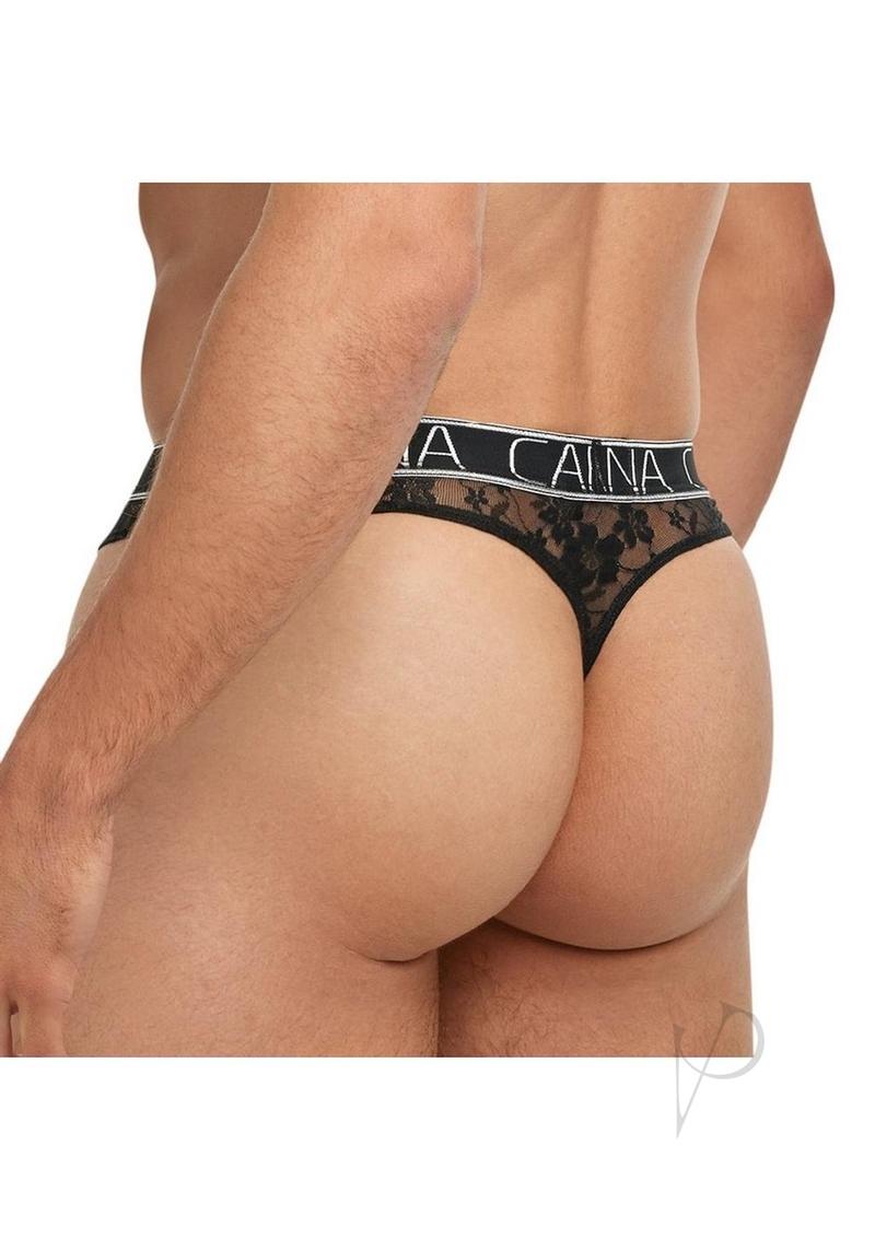 Banana Cabana Lace Nights Thong - Medium/Large Size - Black Lingerie for Women - Perfect for Date Night & Special Occasions