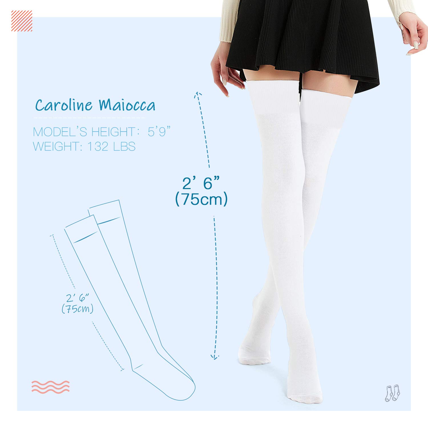 Kayhoma Women's Extra Long Cotton Striped Thigh High Socks - Over The Knee Stockings for Winter, Fall & Casual Outfits - Warm & Comfortable Legwear for Daily Wear, Work & Fashion