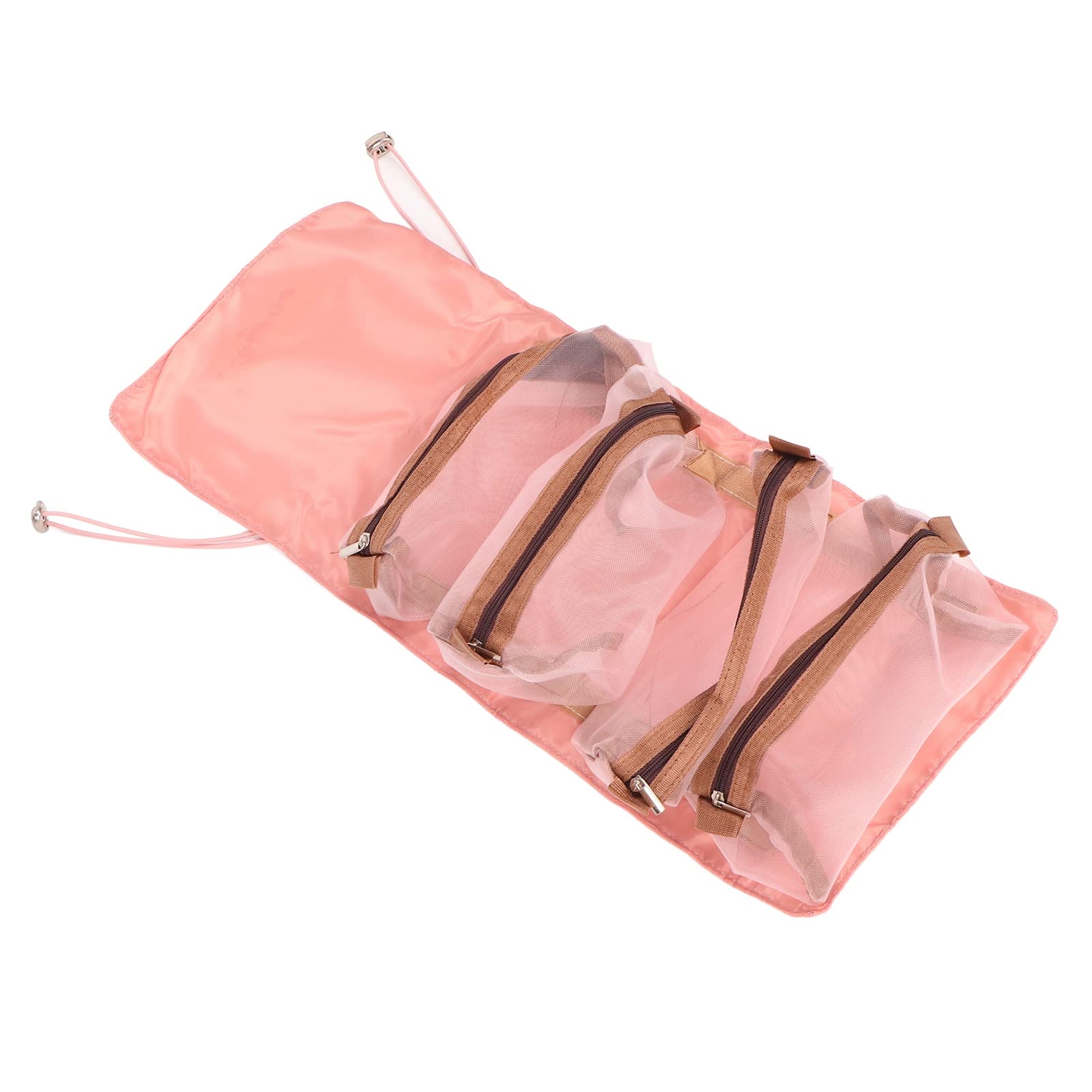 EVTSCan Detachable 4-in-1 Foldable Cosmetic Bag with Hook & Loop - Multifunctional Hanging Makeup Organizer for Travel, Gym & Home (Pink) | Perfect for Outdoor Adventures, Daily Use & Storage