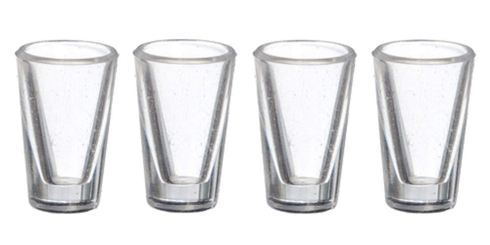 1:12 Scale Dollhouse Miniature Water Glasses Set - 4pc Mini Glassware for Dollhouse Decor, Tea Party & Miniature Scene Displays - #G7267