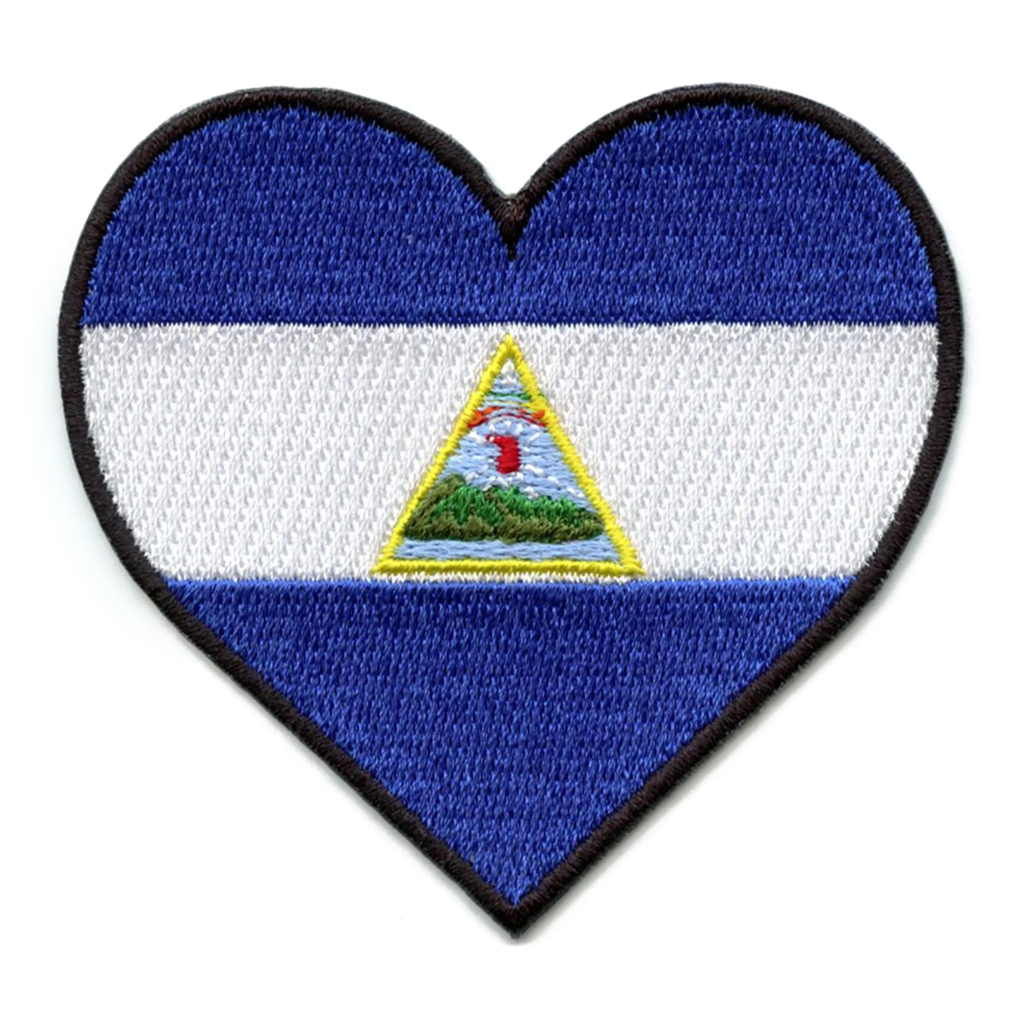 Nicaragua Heart Country Flag Patch - Embroidered Iron-On Central America Travel Souvenir for Backpacks, Jackets & Hats