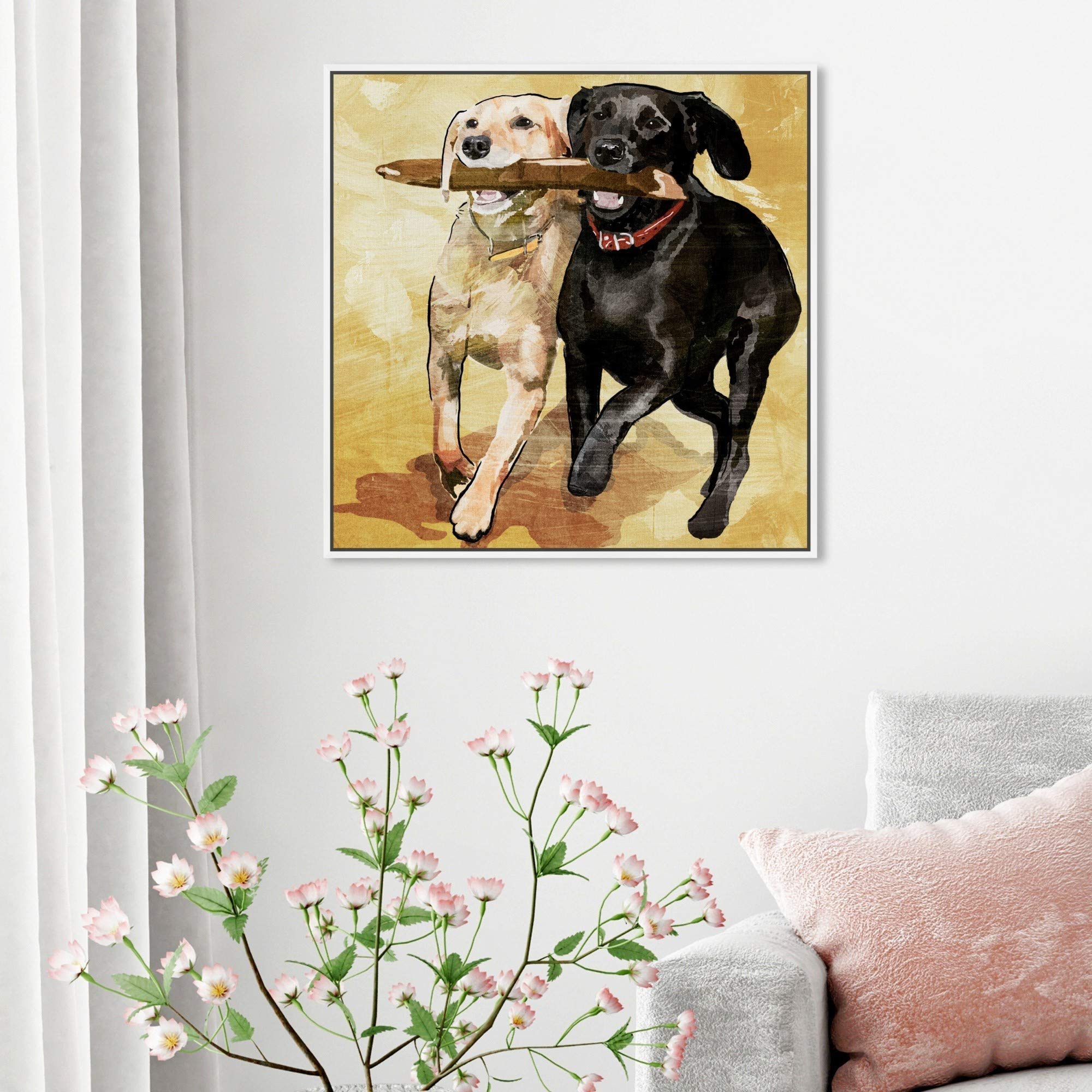 Playtime Dogs and Puppies Framed Wall Art Canvas Prints - Perfect for Living Room, Bedroom & Nursery Decor
