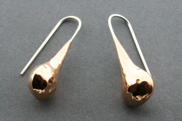 Handmade Battered Copper Teardrop Earrings for Women - Boho Vintage Dangle Jewelry - Perfect for Casual Wear, Parties & Special Occasions