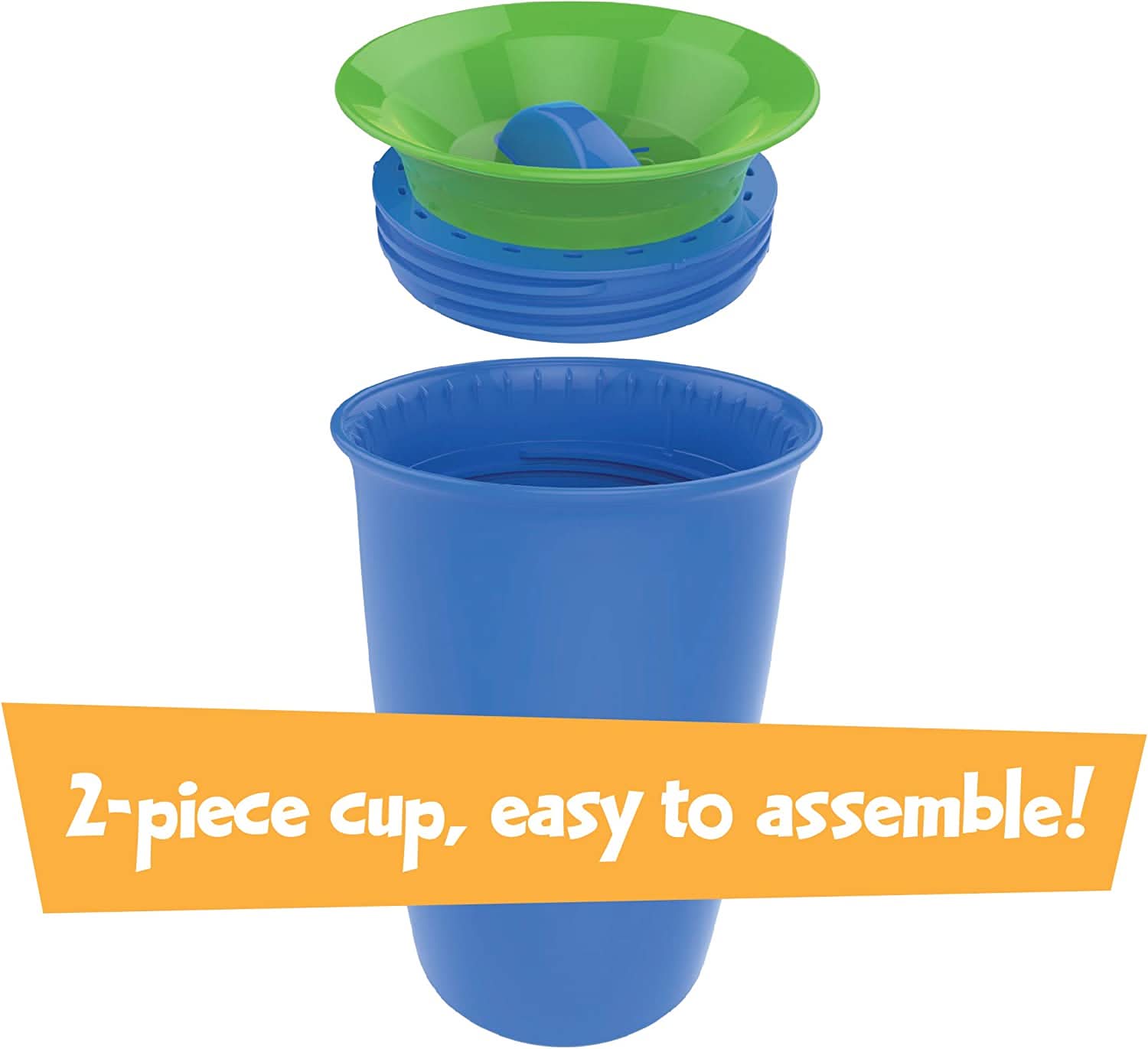 Playtex® Stage 2 Spoutless 360 Drinking Cup for Toddlers - Leak Proof, Easy Grip, BPA Free - Pink and Purple - Perfect for Daycare, Travel & Learning Independent Drinking