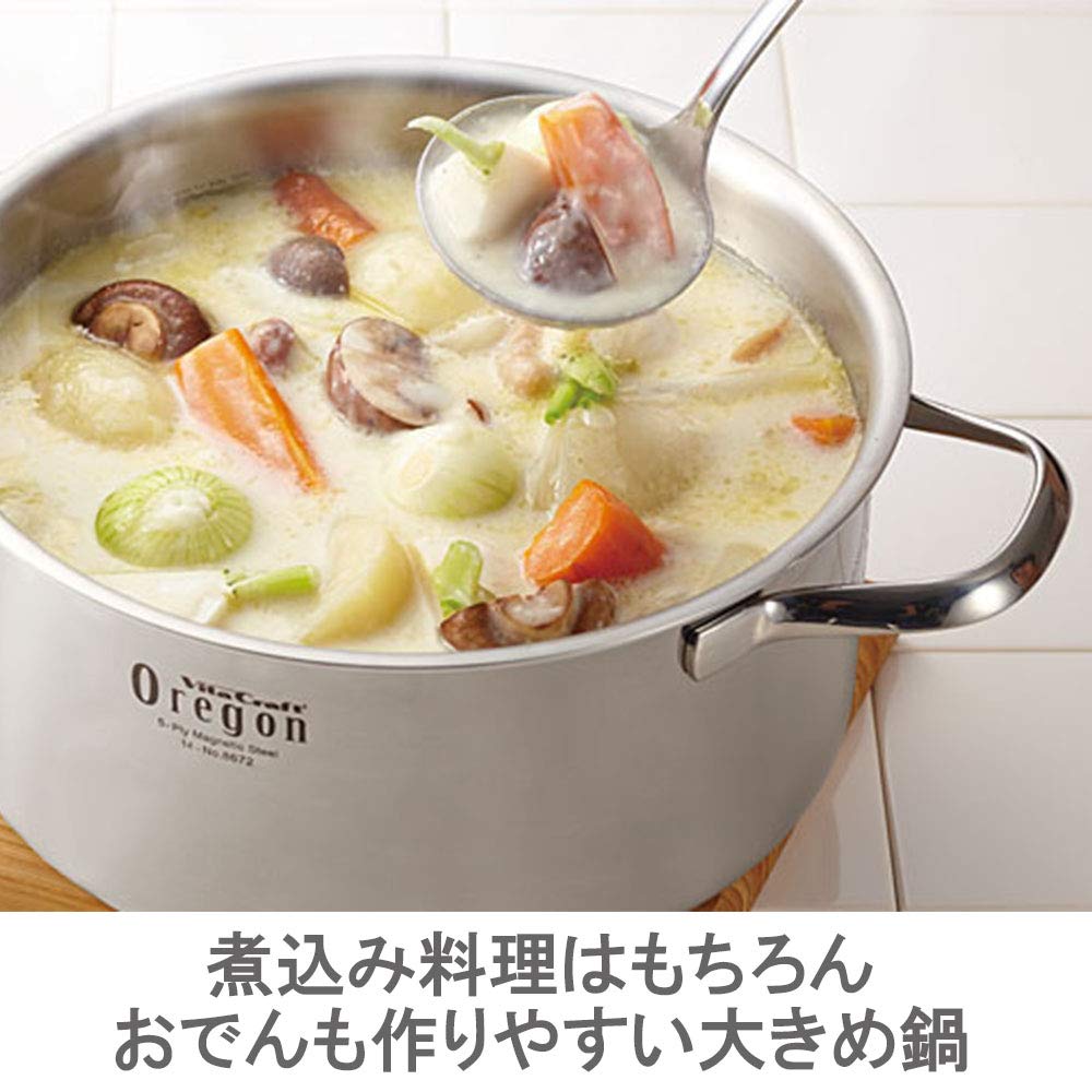 8673 Two-Handled Cooking Pot - 9.4 Inch (24cm) Silver Oregon Dutch Oven with Recipe Book - Perfect for Soups, Stews & Baking