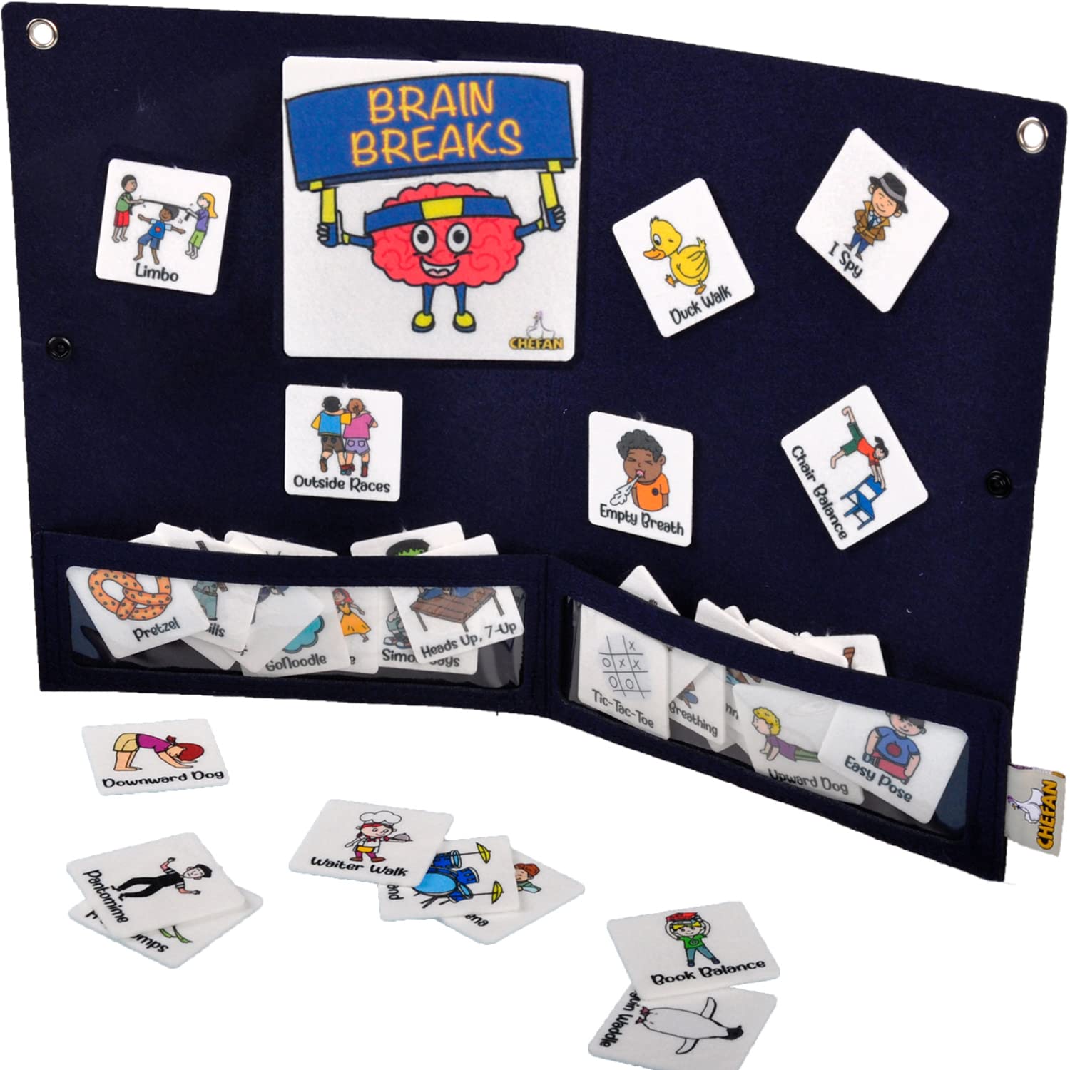CHEFAN Classroom Brain Break Activities Board - 56 Fun Exercise Cards for Kids, PE Equipment & Gym Learning Games | Perfect for Physical Education, Recess Play & Indoor/Outdoor School Activities
