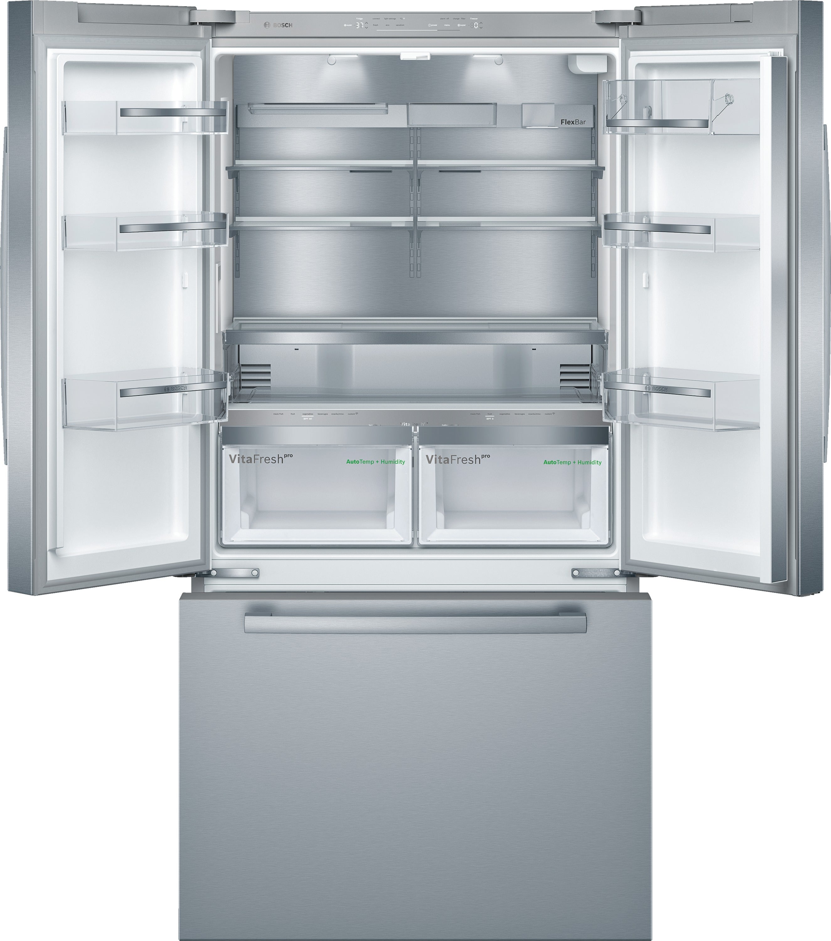 Bosch 800 Series 36 Inch Stainless Steel Counter Depth French Door Refrigerator with Ice Maker - B36CT80SNS - Perfect for Modern Kitchens and Entertaining