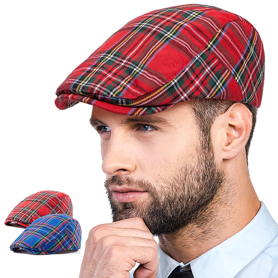 LADYBRO 2-Pack Unisex Flat Cap Newsboy Hats for Men & Women - Vintage Scally Cap Summer Golf Hat for Outdoor Activities, Casual Wear & Fashion Accessories