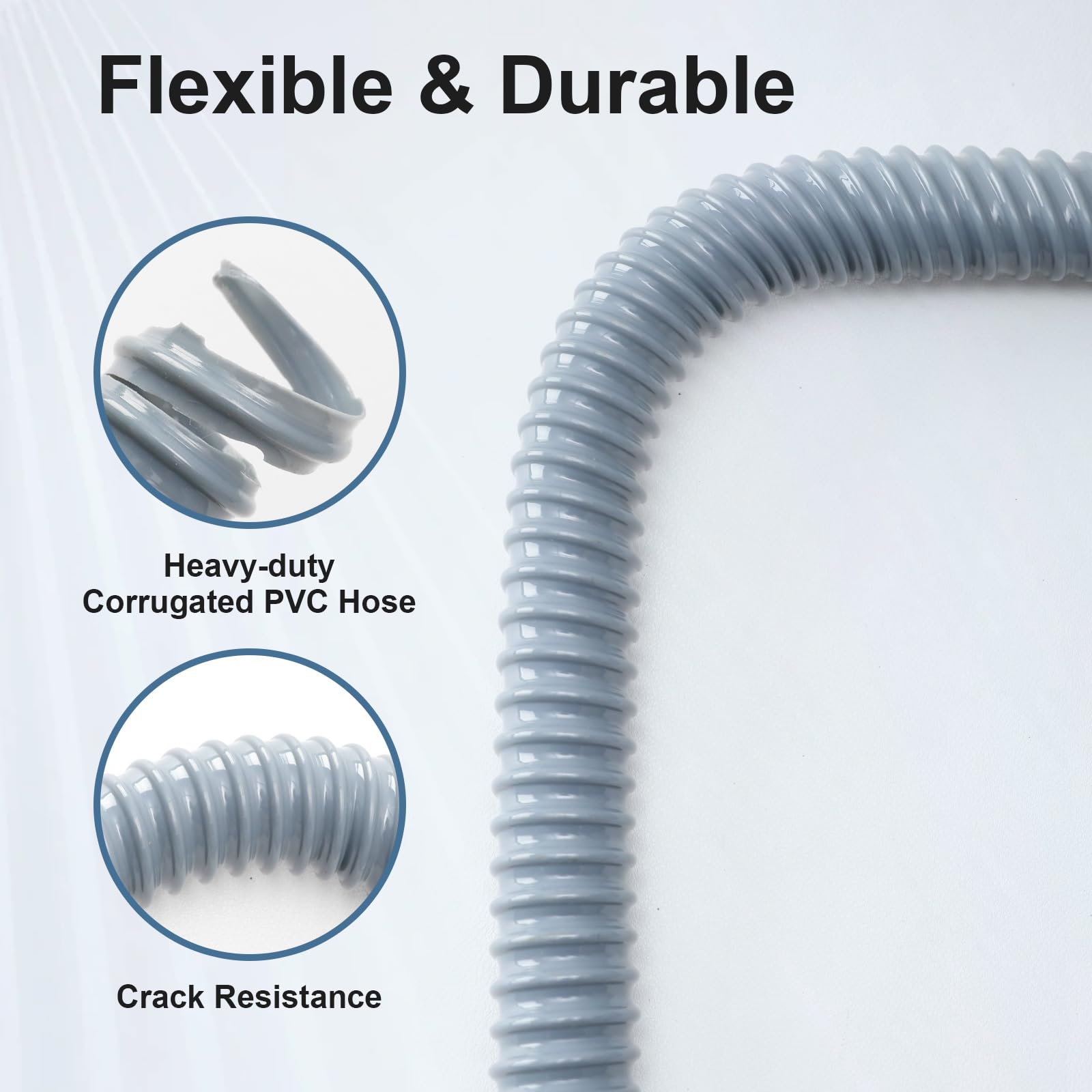Universal Washing Machine Drain Hose 8ft - Flexible Washer Hose for Whirlpool, GE, Kenmore - Perfect for Laundry Room Installation