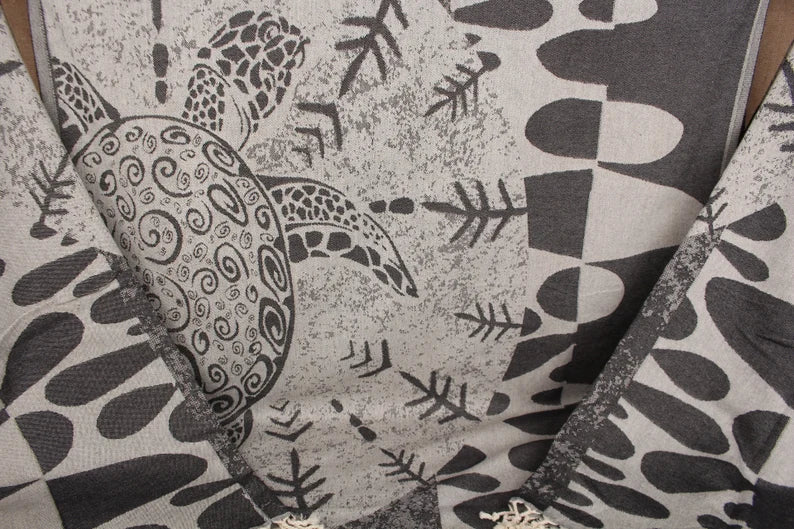 Premium Black Turtle Turkish Beach Towel - Extra Large, Soft & Quick-Dry - Perfect for Pool, Beach, Vacation & Yoga