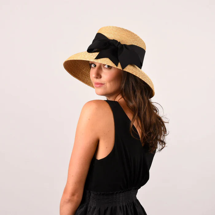 Peter Beaton Wauwinet Large Brim Leghorn Straw Hat - Natural Underbrim - Perfect for Beach Vacations, Summer Outings & Outdoor Events
