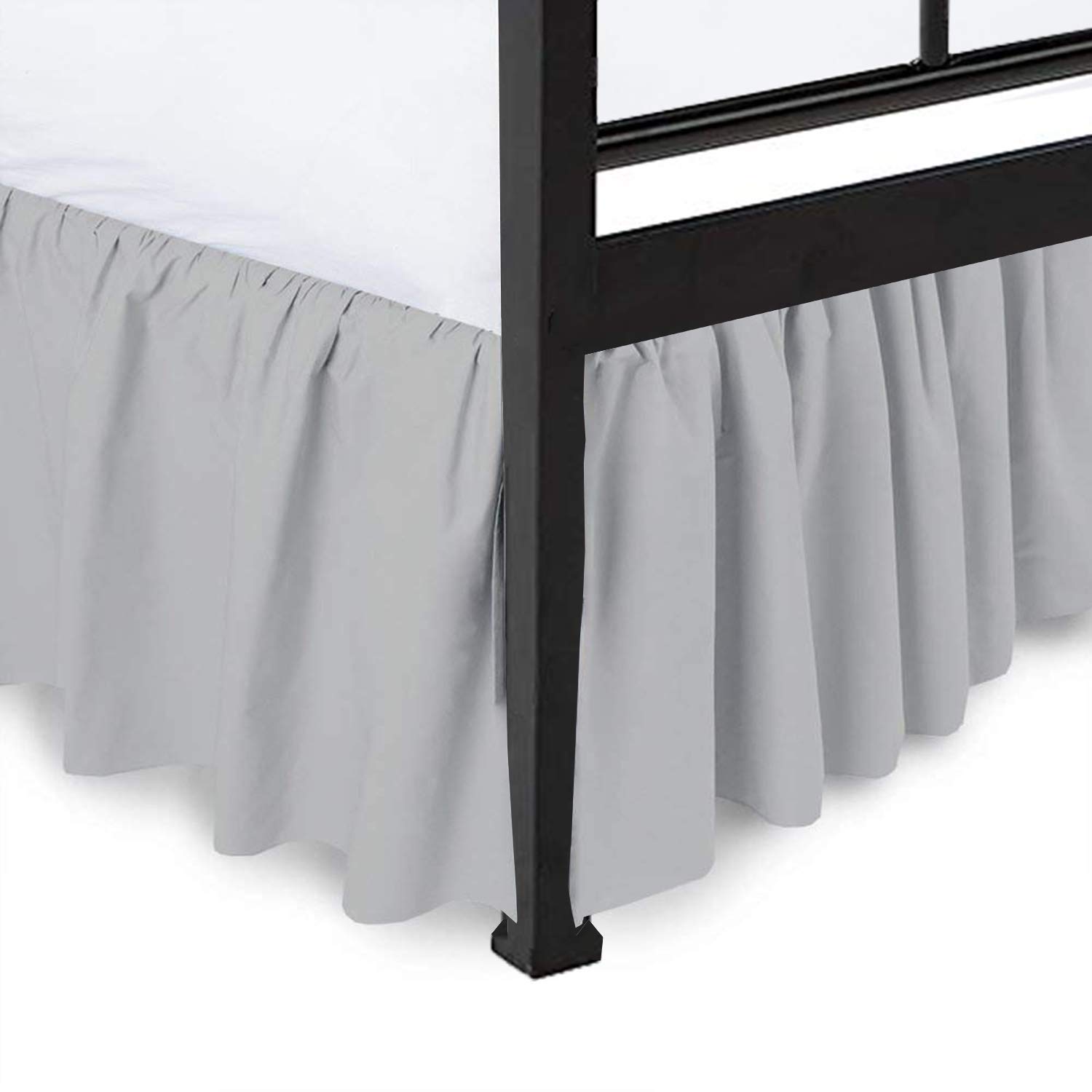 Premium 100% Microfiber Bed Skirt with Split Corners - Soft, Wrinkle-Free & Sheen Finish, 24