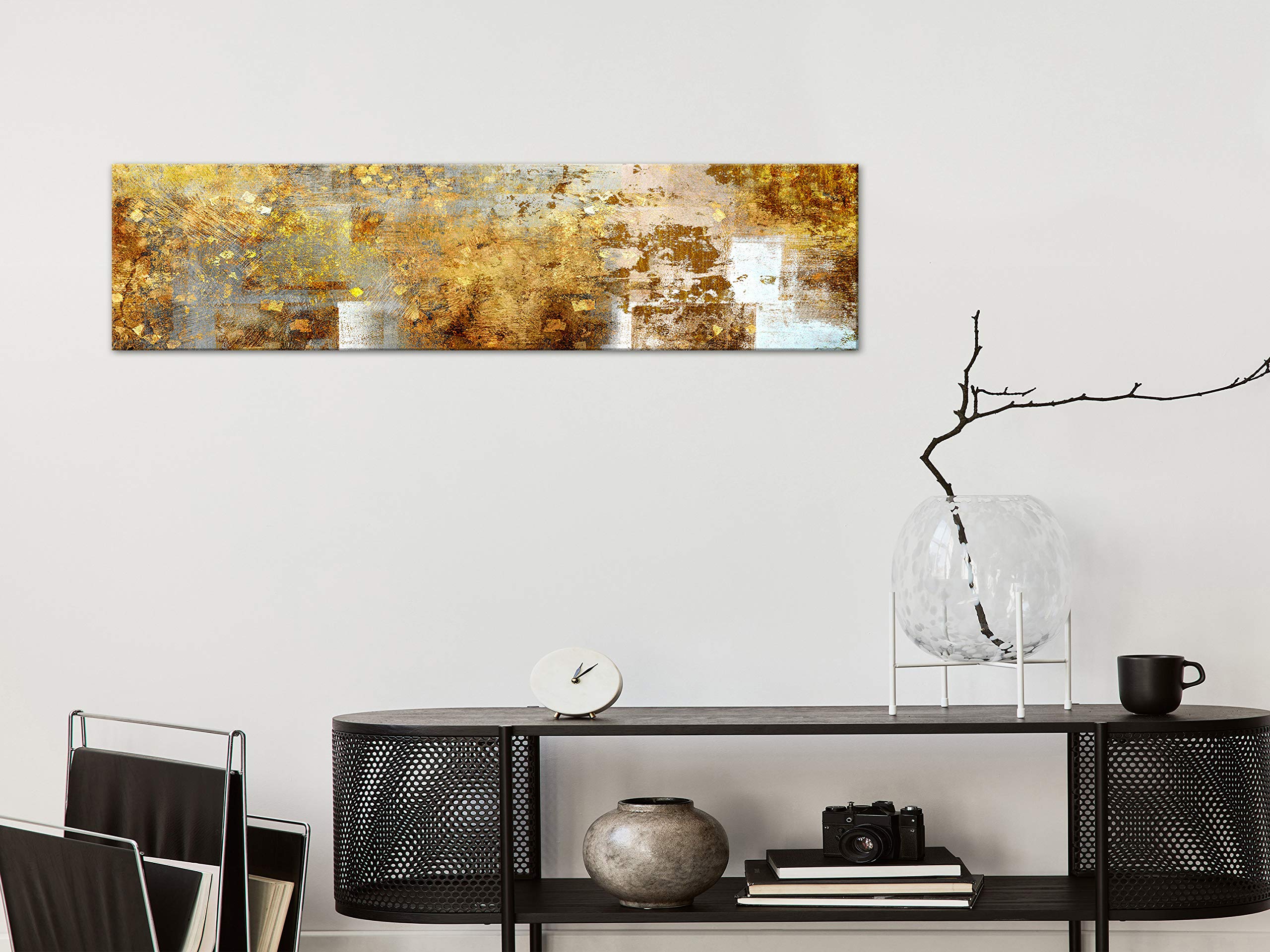 Artgeist Acoustic Canvas Wall Art Print - 53x18 Inch Abstract Soundproofing Artwork with Acoustic Foam, Gray Textured Structure (1 Piece) - Perfect for Home Studios, Offices & Noise Reduction Rooms