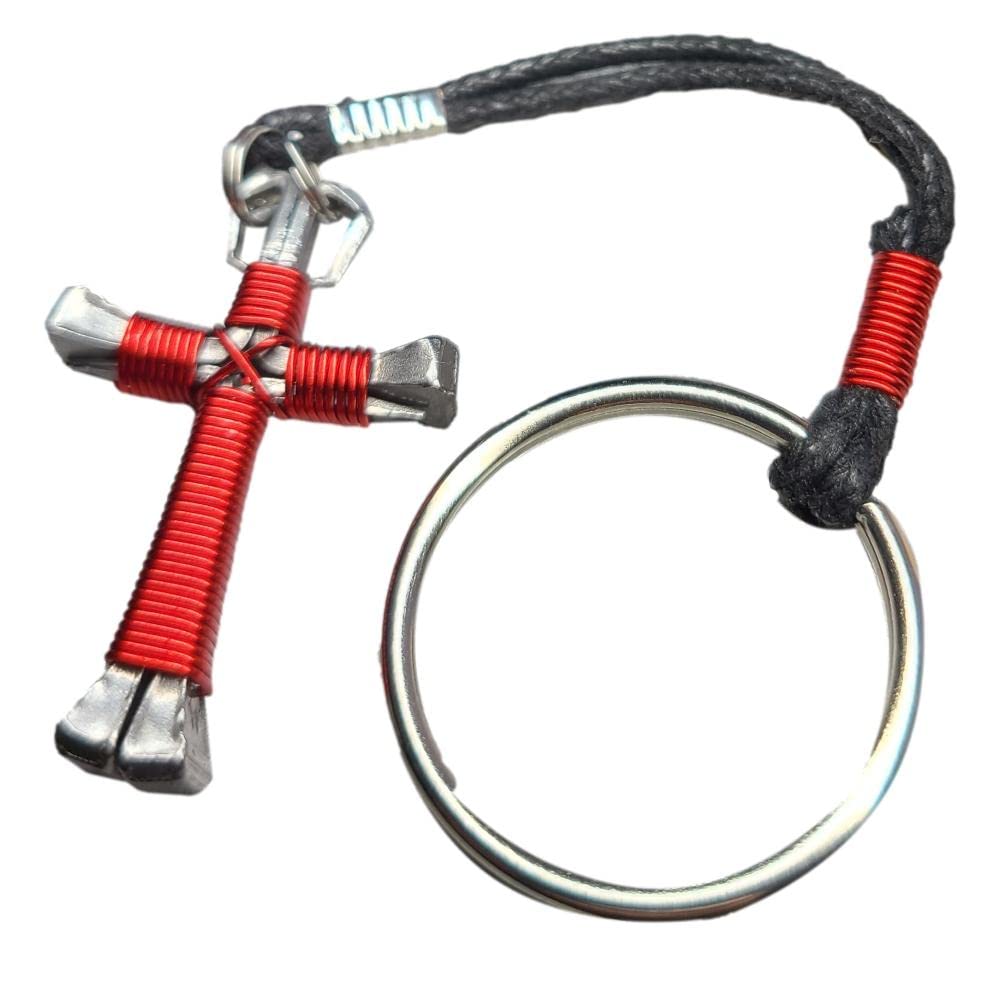 Horseshoe Nail Cross Keychain - Red Religious Jewelry for Men & Women - Perfect for Gifts, Car Keys, Backpacks & Everyday Carry