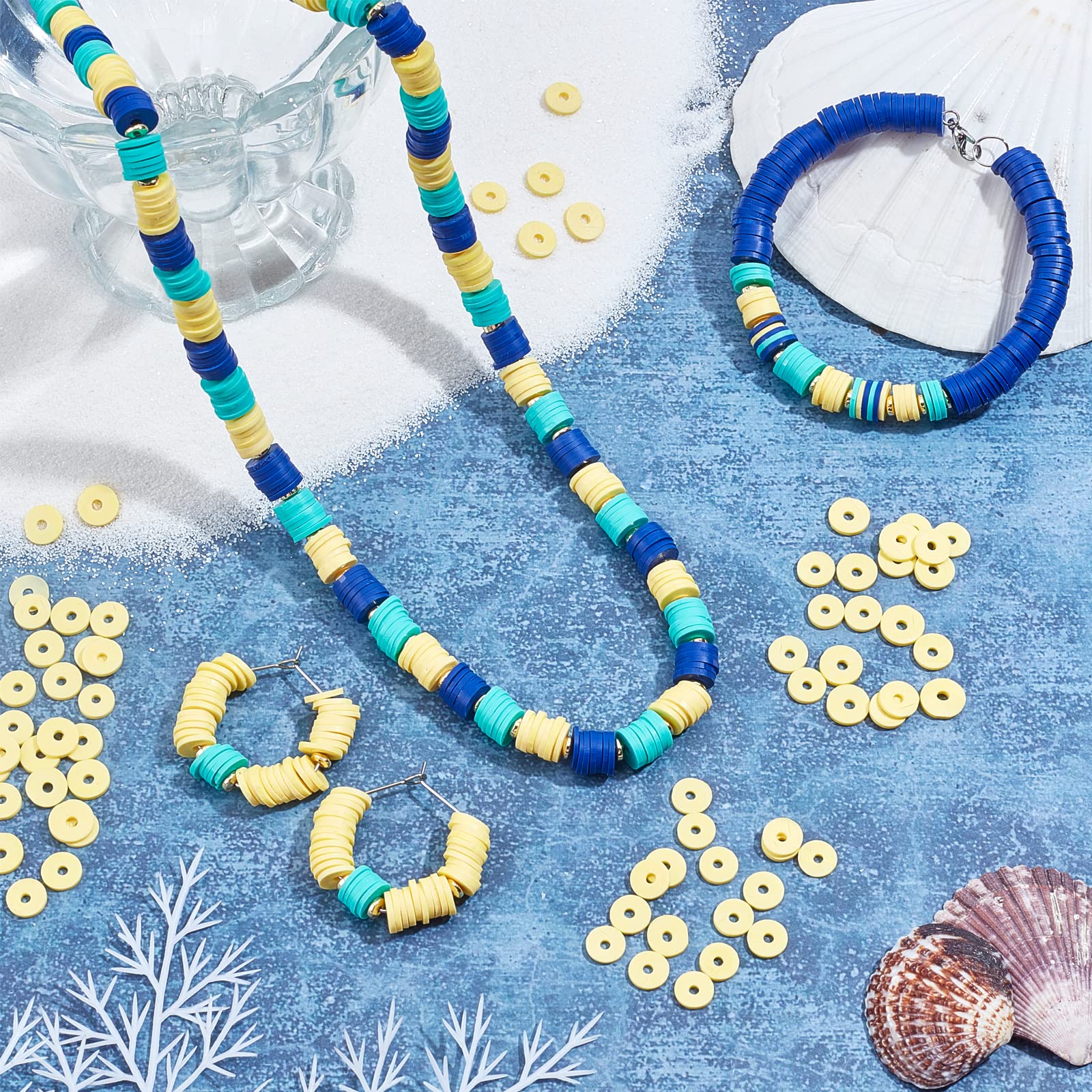 3040 Pcs 8mm Polymer Clay Beads - Flat Heishi Beads & Disc Spacer Beads for DIY Jewelry Making (2mm Hole, Yellow) - Perfect for Bracelets, Necklaces, Earrings & Craft Projects