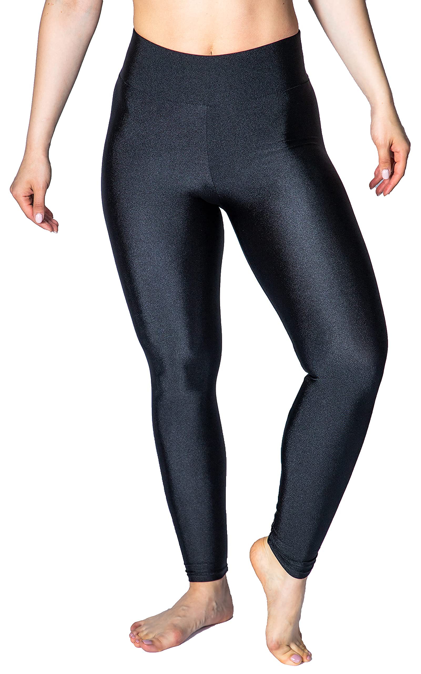 Colorfunky Women's High Waist Shiny Metallic Leggings - 80s Disco Fashion, Tummy Control & Stretchy Spandex for Dance, Workout & Retro Party Outfits