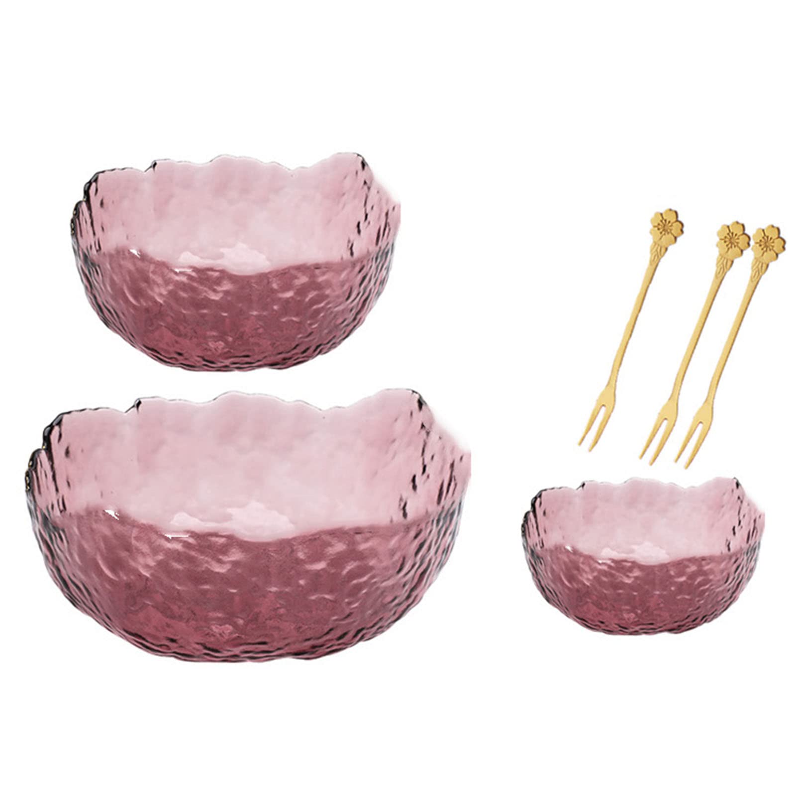3-Piece Glass Salad Bowl Set - Irregular Shape Mixing Bowls for Kitchen Prep, Serving Fruit, Pasta, Popcorn & Snacks | Durable Purple Phnom Penh Style Bowls for Entertaining, Meal Prep & Healthy Eating