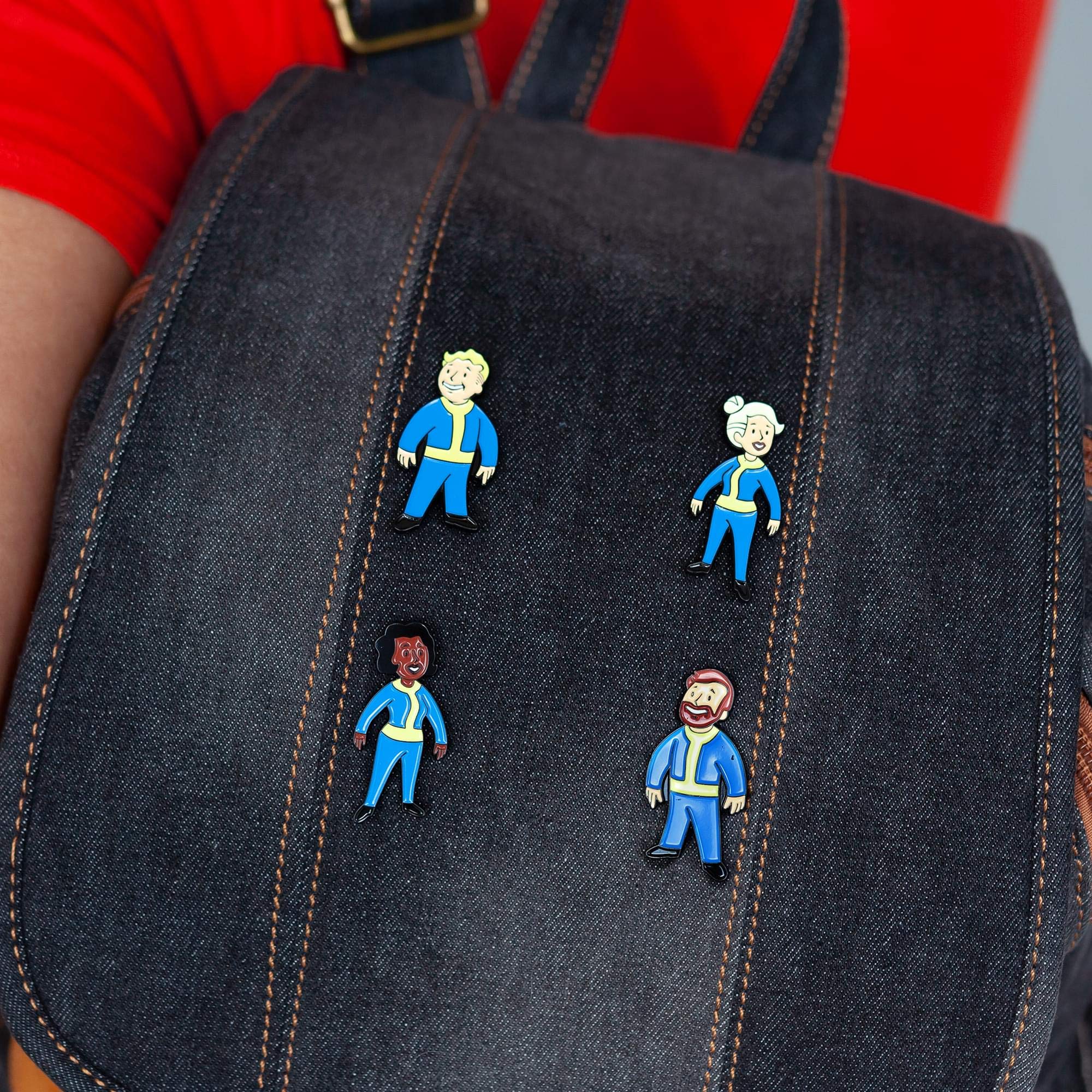 Fallout Vault Dweller Enamel Pins - 4-Piece Collector Set for Cosplay & Gifts