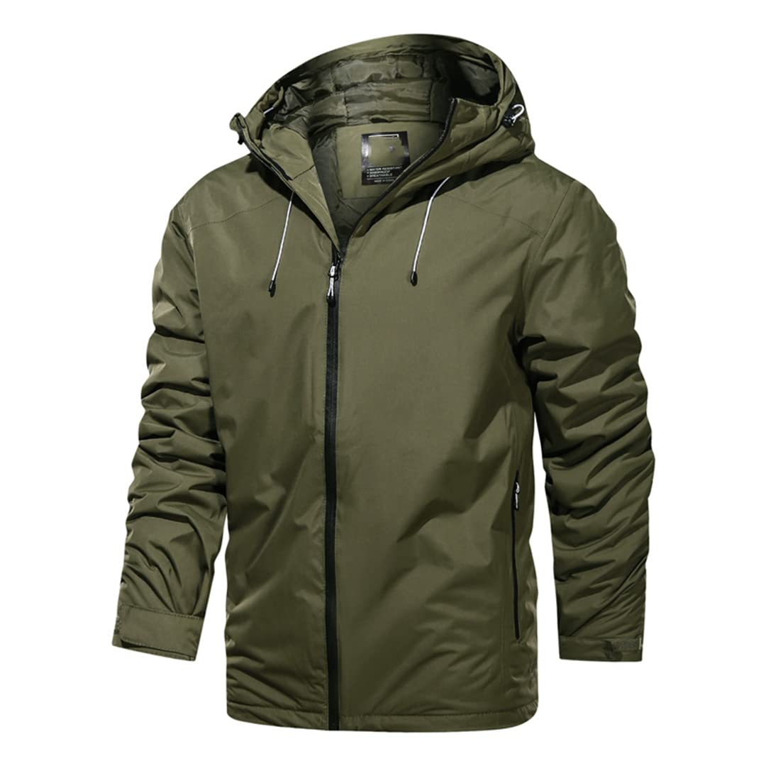 Men's Lightweight Hooded Jacket - Windproof Waterproof Outdoor Jacket with Zipper for Hiking, Camping & Travel | Casual Windbreaker Coat for All Seasons