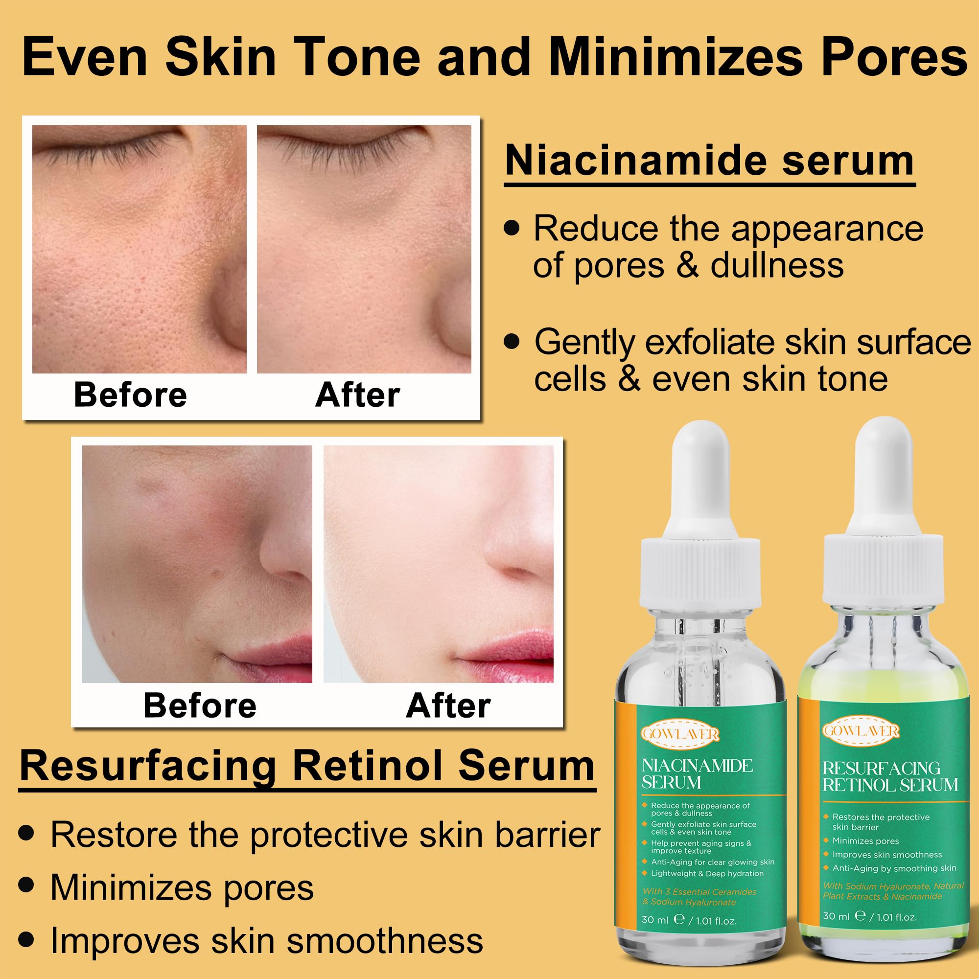 Best Anti-Aging Skincare Set for Women & Teens - Niacinamide Retinol Serum, Hyaluronic Acid Face Serum - Complete Facial Care Routine Kit - Perfect Christmas Gift for Her - Ideal for Daily Use & Special Occasions