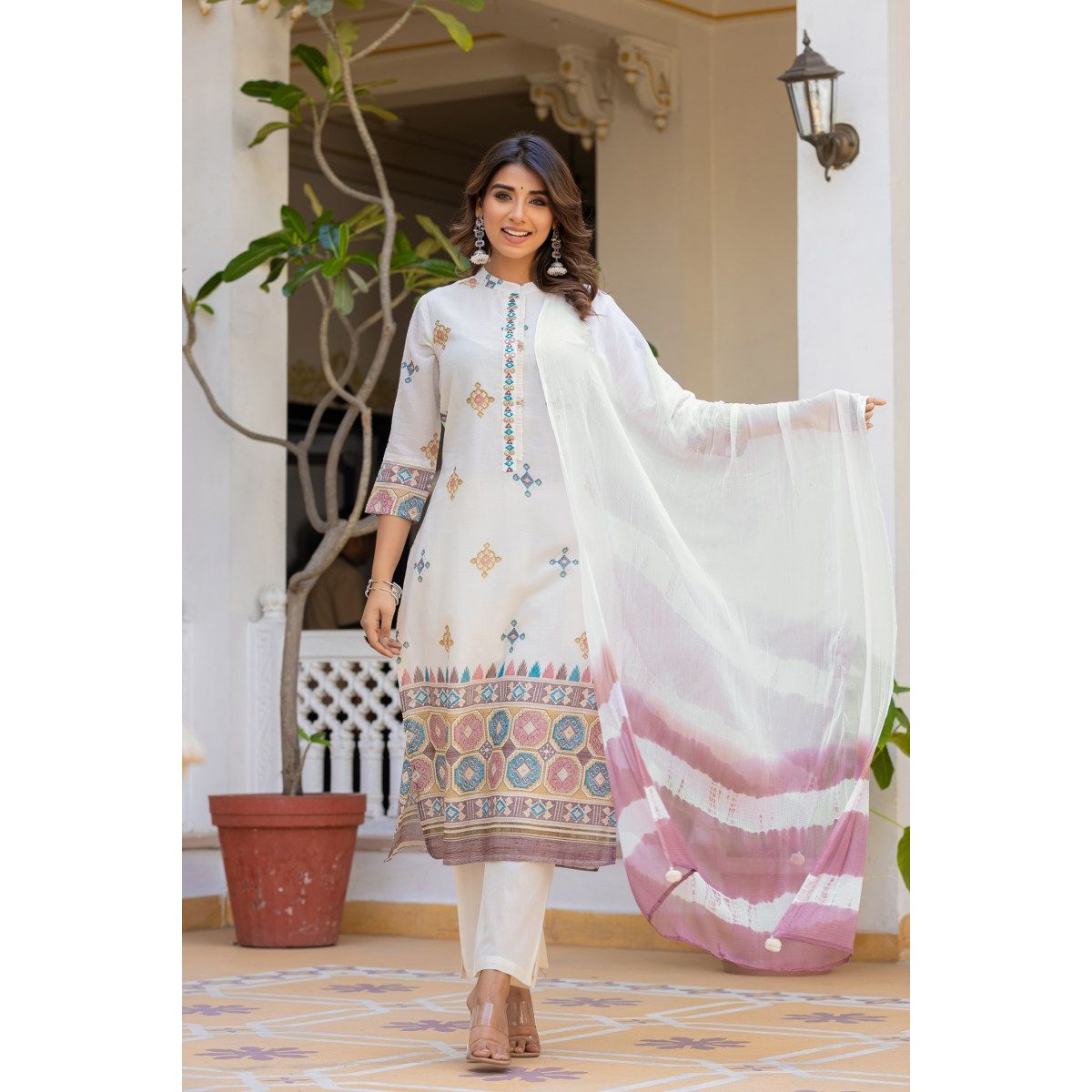 Stylish 3-Piece Cotton Kurta Set for Women - Comfortable & Breathable Indian Ethnic Wear - Perfect for Festivals, Weddings & Casual Outings