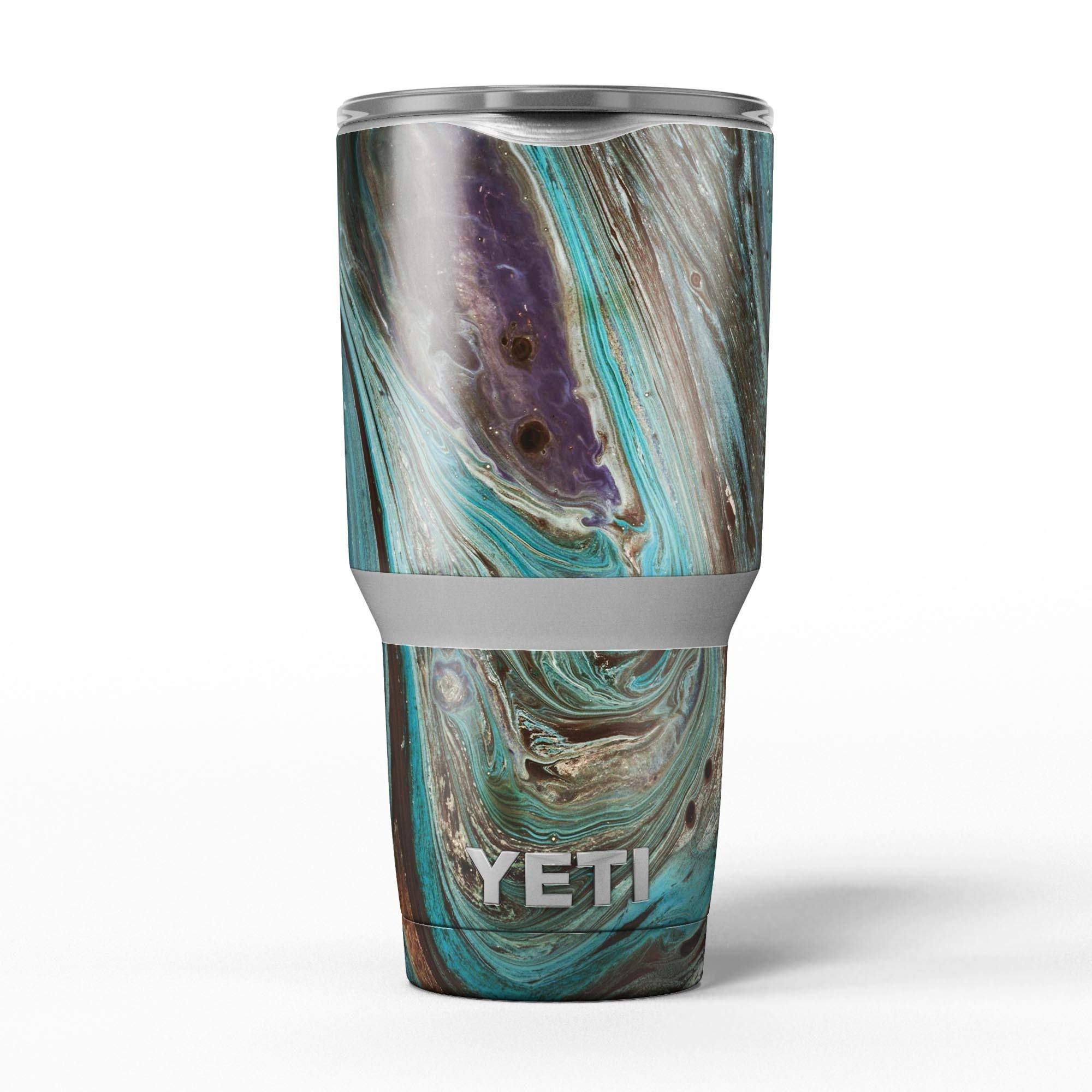 Swirling Dark Acrylic Marble Vinyl Wrap Kit for Yeti Rambler Tumbler & Cooler Cups - Waterproof Skin Decal Sticker for Customization - Perfect for Office, Travel, Gym and Outdoor Adventures
