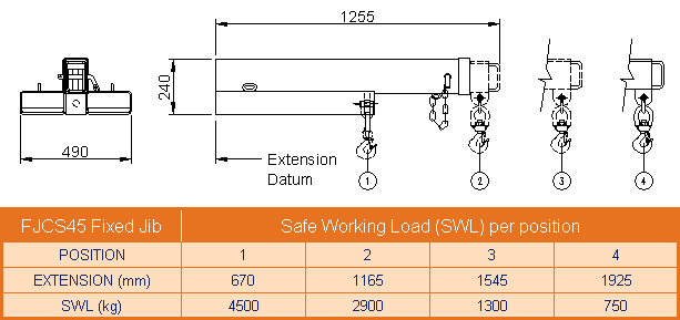 Heavy Duty Forklift & Skid Steer Extension Jib - Lifting Boom Attachment for Construction & Warehouse Use - SKU FJC545