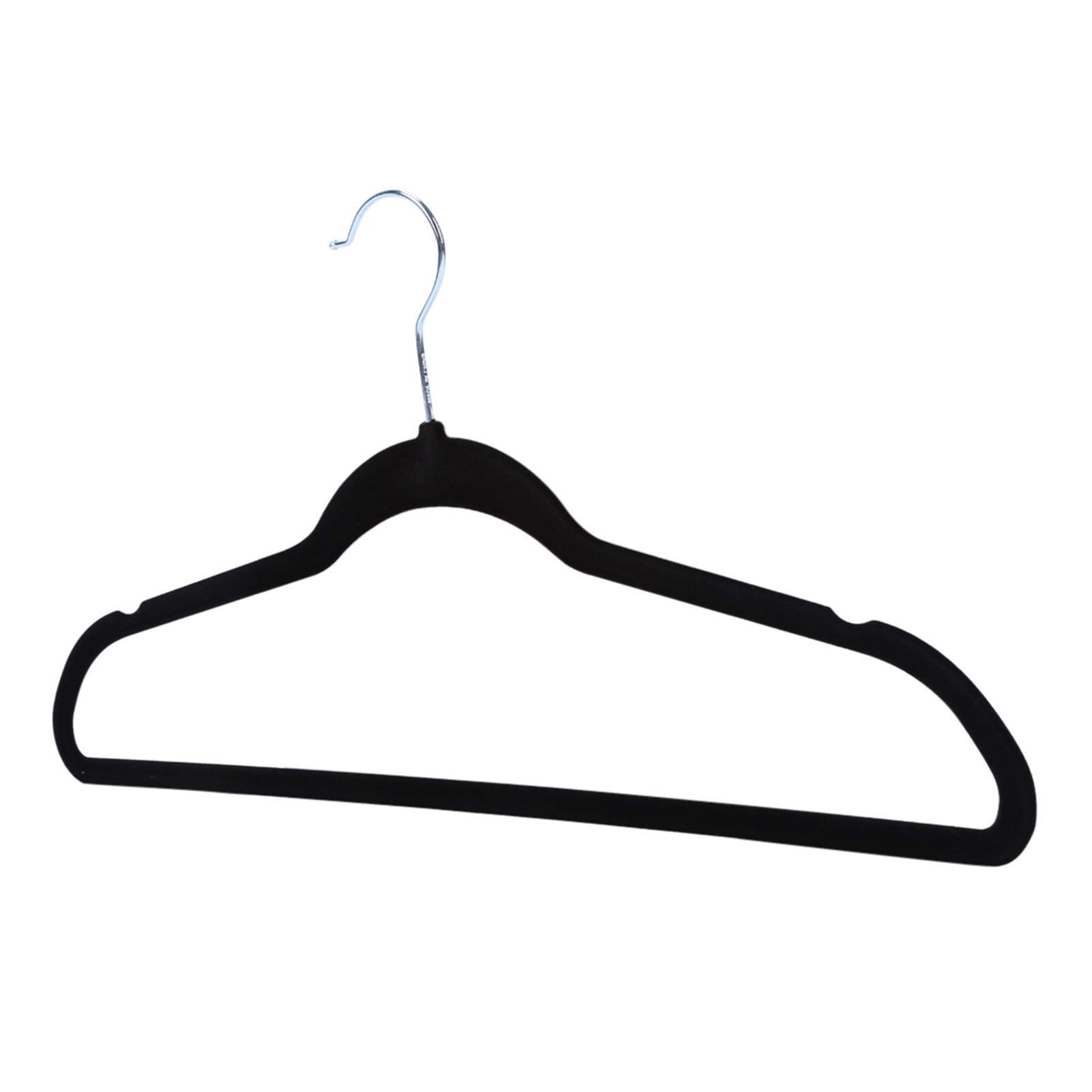 20pcs Non-Slip Flocked Velvet Hangers - Space Saving Closet Organizer for Shirts, Sweaters & Dresses - Wall Mountable Clothes Airer Hooks (Black) | Perfect for Small Spaces, Closet Organization & Laundry Room Storage