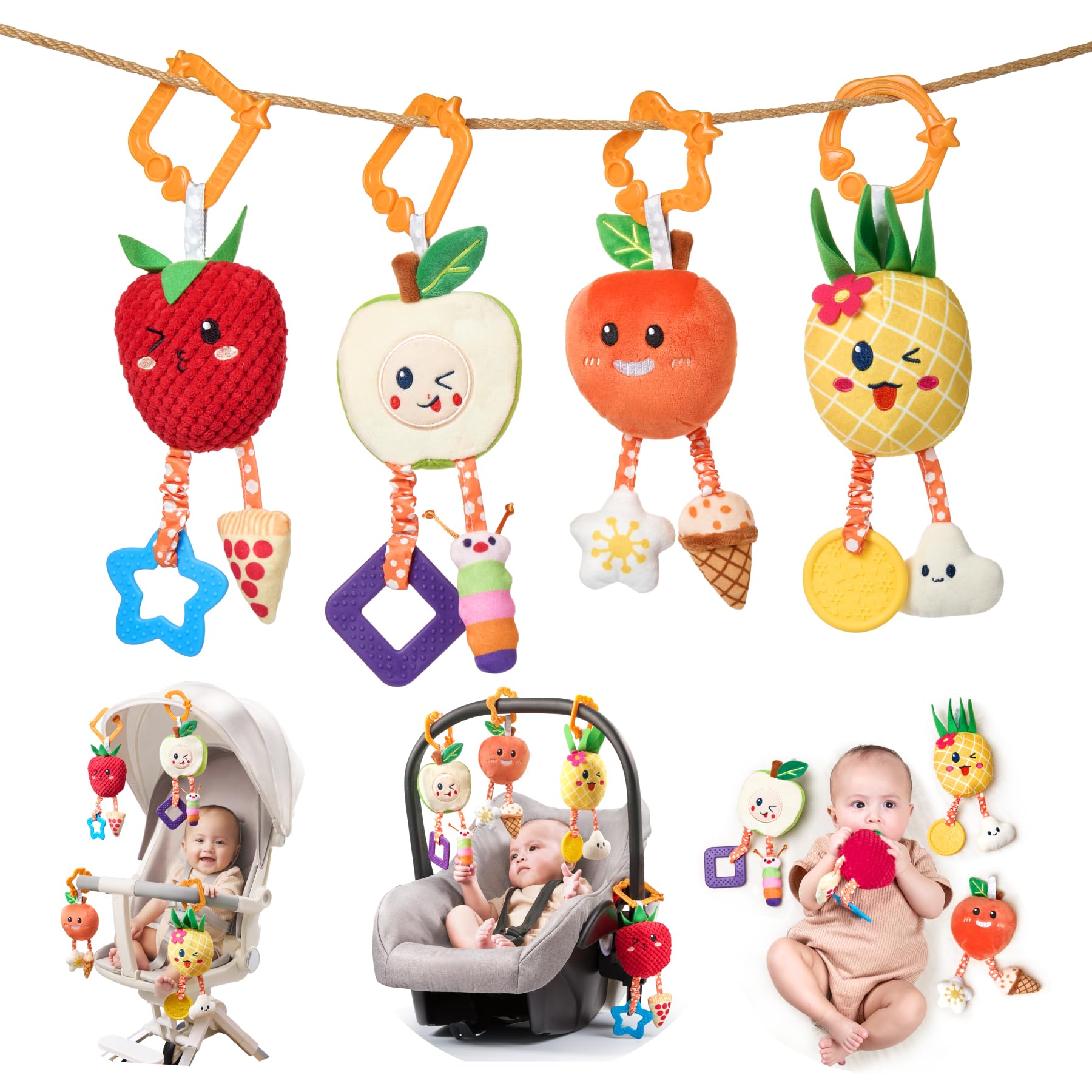 Baby Rattles & Plush Wind Chime Toys for 3-12 Months - Stroller & Crib Mobile for Boys Girls