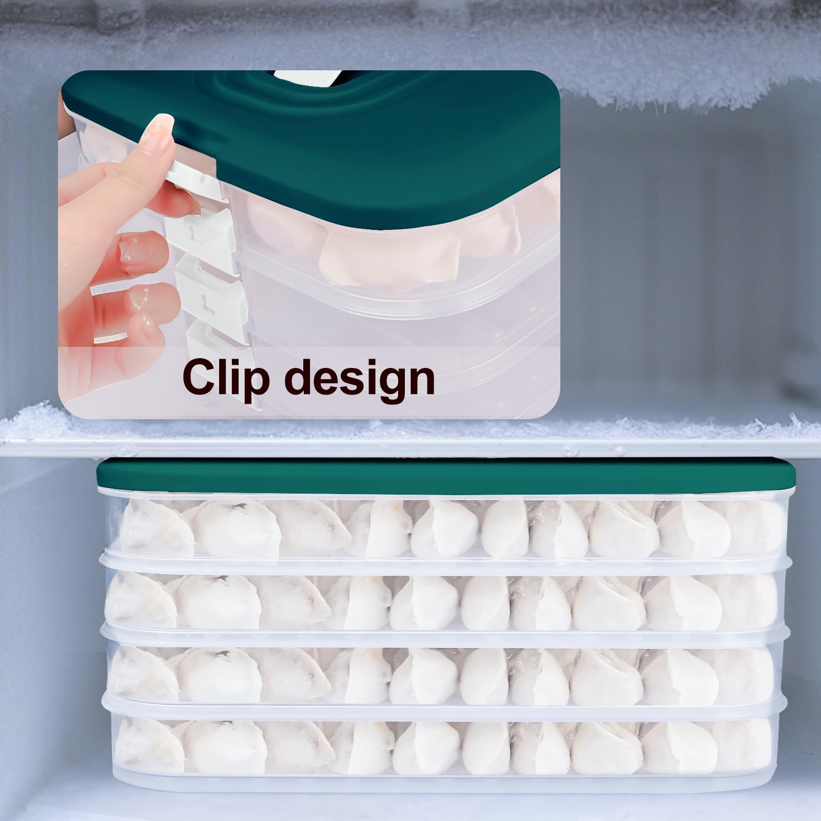 Liatinbo 4-Layer Stackable Cookie Carrier with Lid & Handle - Portable Dessert Container for Cookies, Dumplings, Cupcakes & Pastries - Food Storage & Transport Solution (Blue) - Perfect for Parties, Picnics & Baking Events