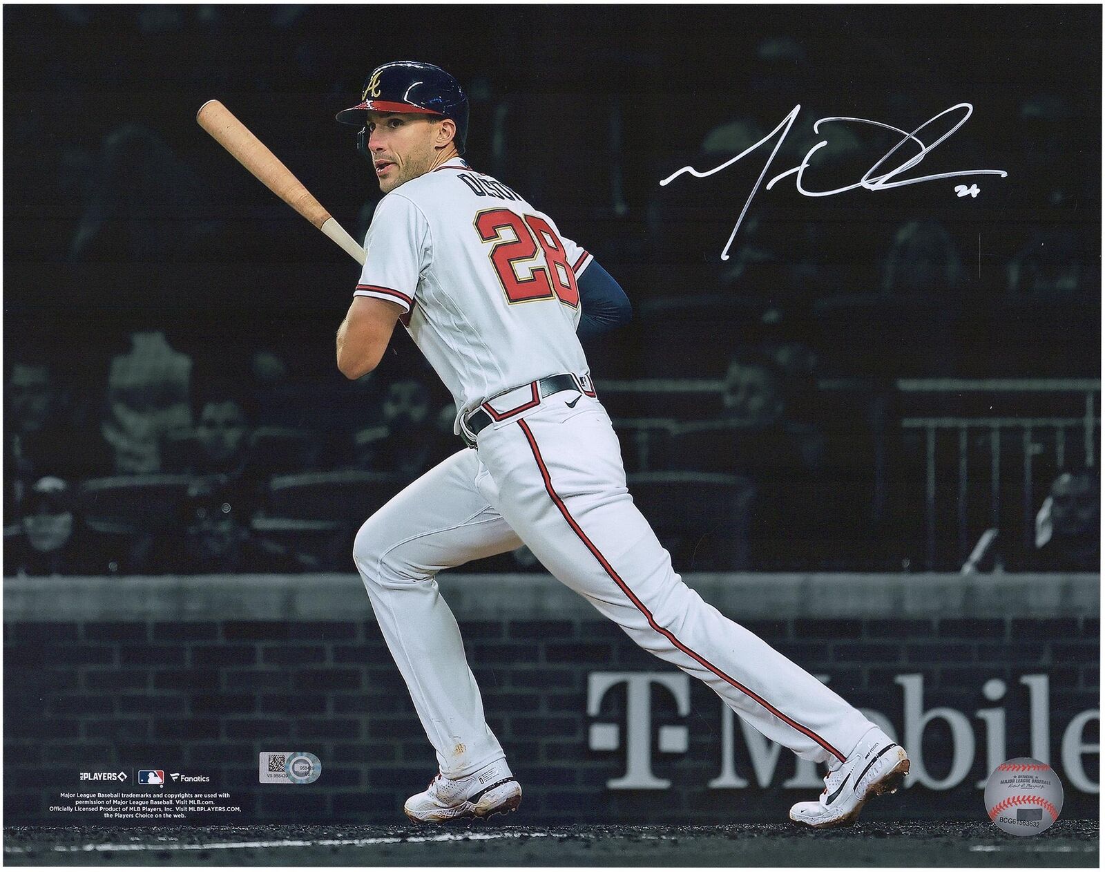 Matt Olson Atlanta Braves Autographed 11x14 Hitting Spotlight Photograph - Fanatics Authentic Collectible for Baseball Fans, Home & Office Decor, Sports Memorabilia Gift