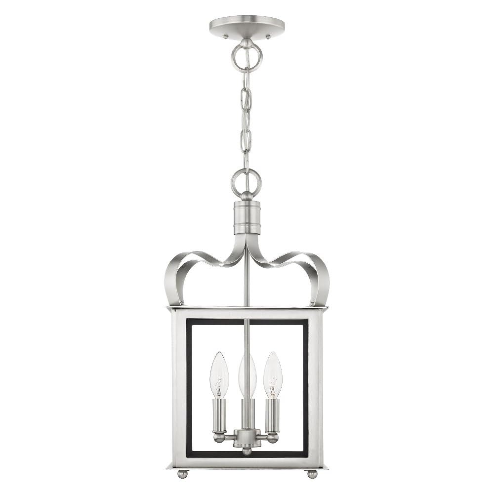 Livex Lighting 4313-91 Garfield 3-Light Convertible Hanging Lantern/Ceiling Fixture, Brushed Nickel 10