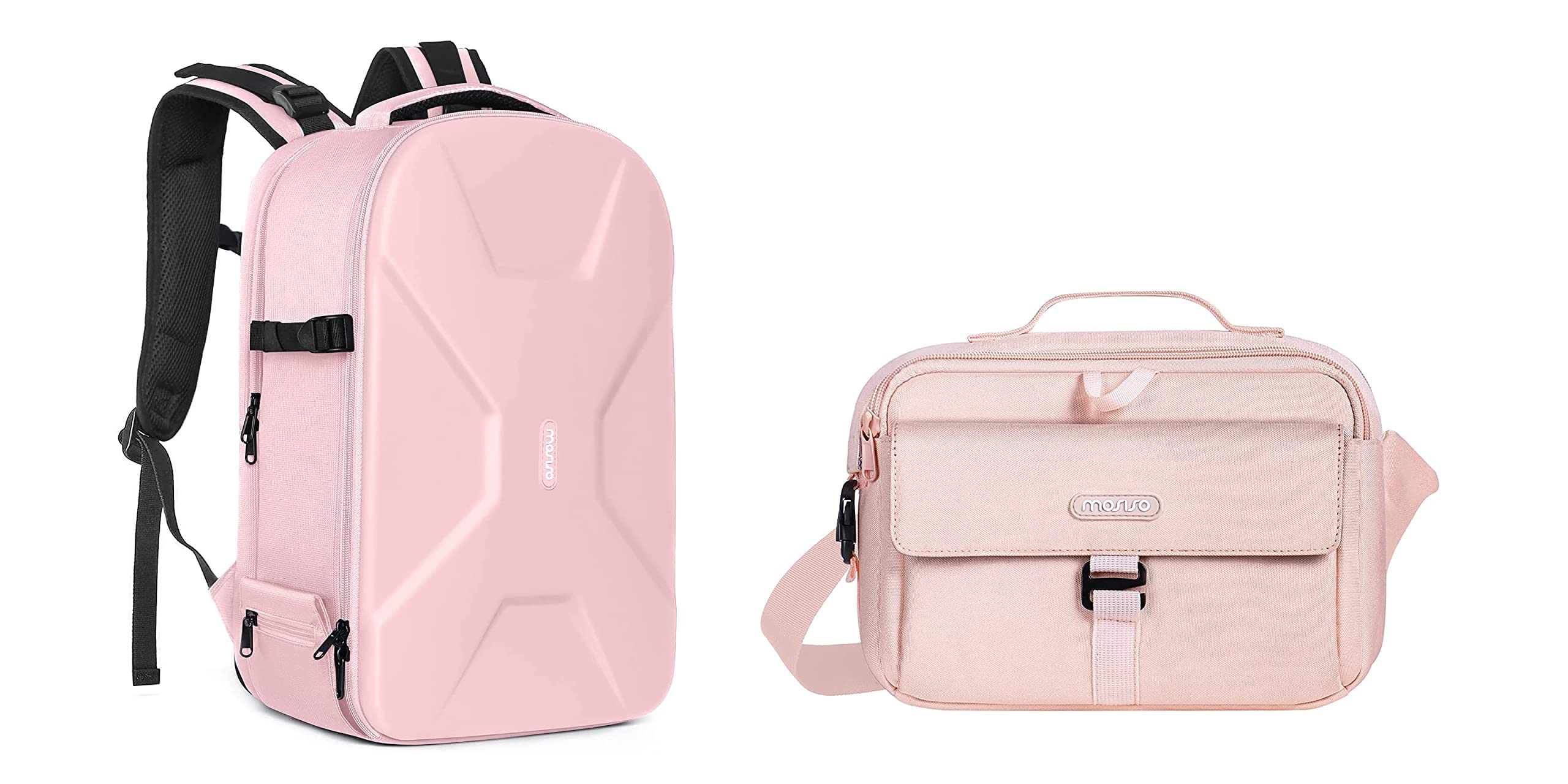 MOSISO Waterproof DSLR Camera Backpack 15-16 Inch - Hardshell Case & Crossbody Messenger Bag for Canon Nikon Sony Mirrorless/SLR Cameras (Pink) - Perfect for Travel, Photography & Outdoor Adventures
