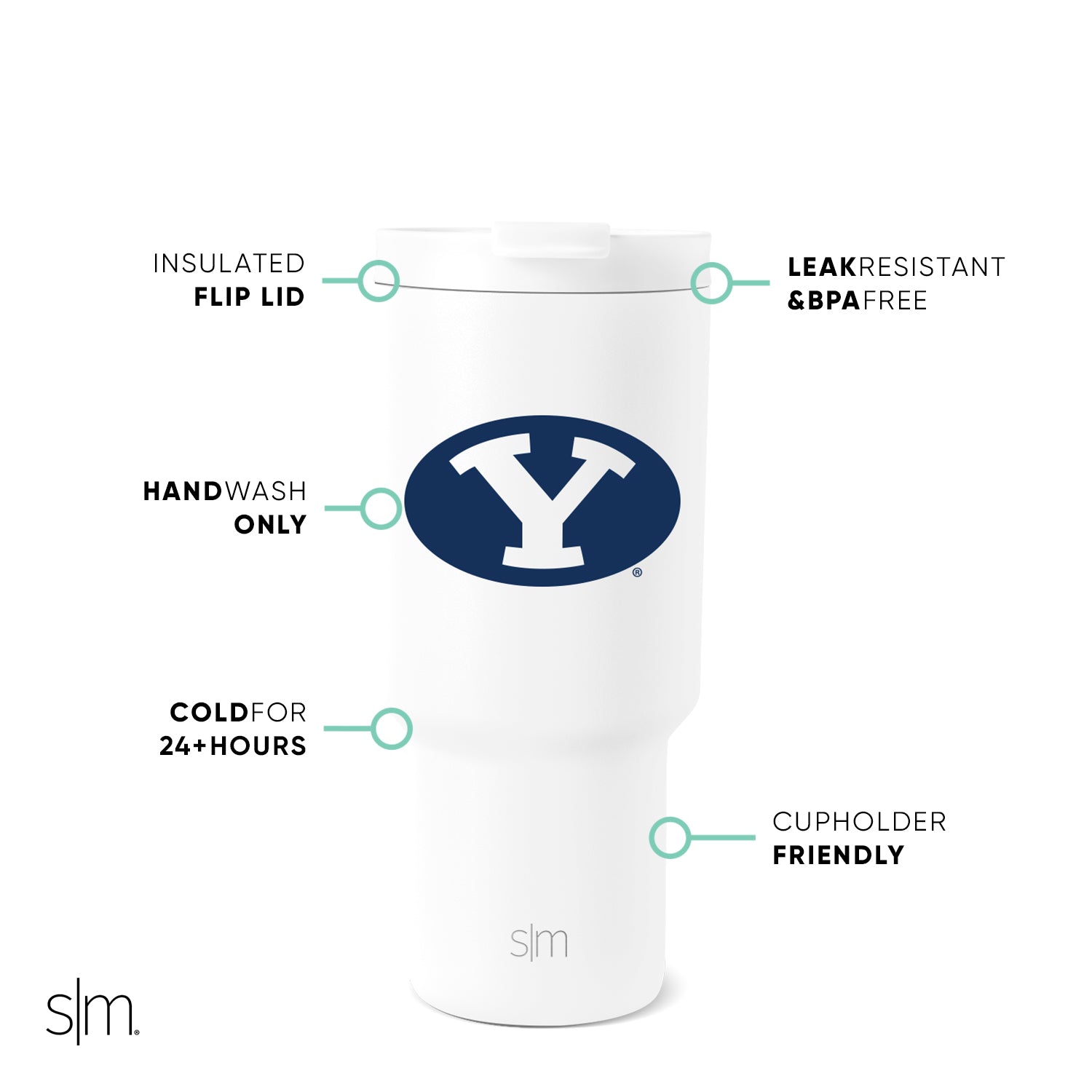 Collegiate Trek Tumbler - 20oz Insulated Stainless Steel Water Bottle with Lid & Straw - Perfect for Hiking, Camping, and Outdoor Adventures