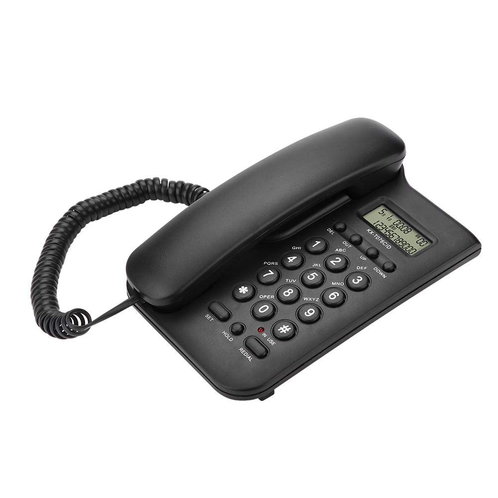 Wired Desktop Wall Phone with Cord, Elderly-Friendly Landline Phone, Black Wall-Mounted Home & Hotel Phone for Clear Communication