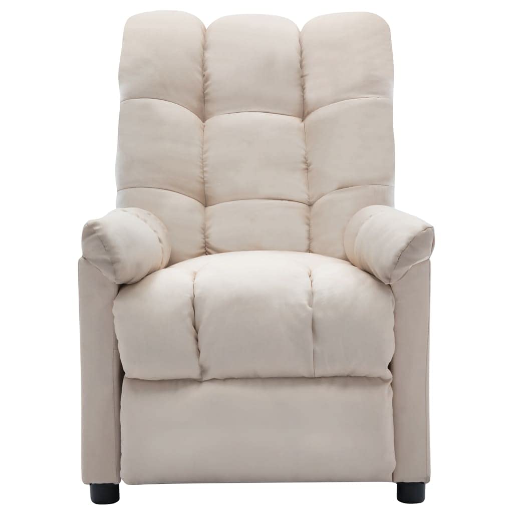 Electric Recliner Chair with Adjustable Backrest - Padded Comfort for Living Room, Bedroom & Home Theater - Cream Fabric Upholstery - Perfect for Relaxing, Watching Movies & Lounging
