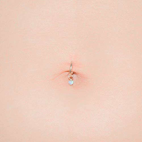 Silver Tiny Belly Button Ring with Light Blue Opal - Handmade Navel Jewelry for Everyday Wear