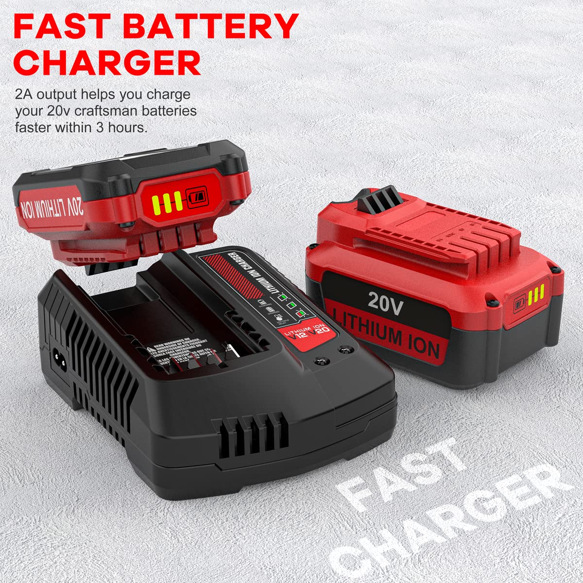 ANTRobut 20V Replacement Charger for Craftsman V20 Battery - CMCB104 Compatible - Fast Charging Power Tool Accessory for Drills, Saws & Outdoor Equipment