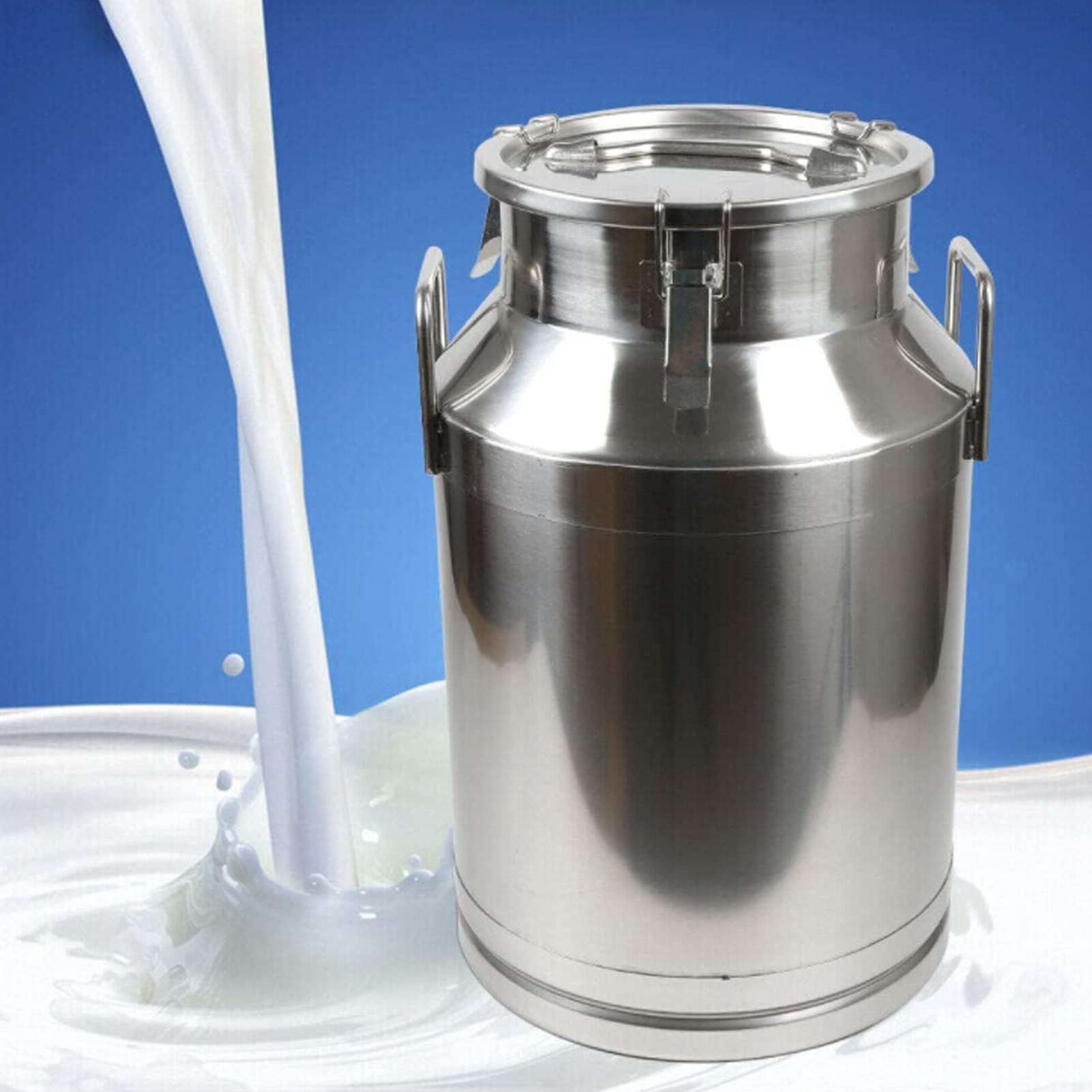 30L / 7.95 Gallon Stainless Steel Milk Can - Heavy Duty Wine Pail & Liquid Storage Container with Airtight Lid - Ideal for Dairy, Brewing, Catering & Farm Use (Also Available in 20L/5.5 Gallon)