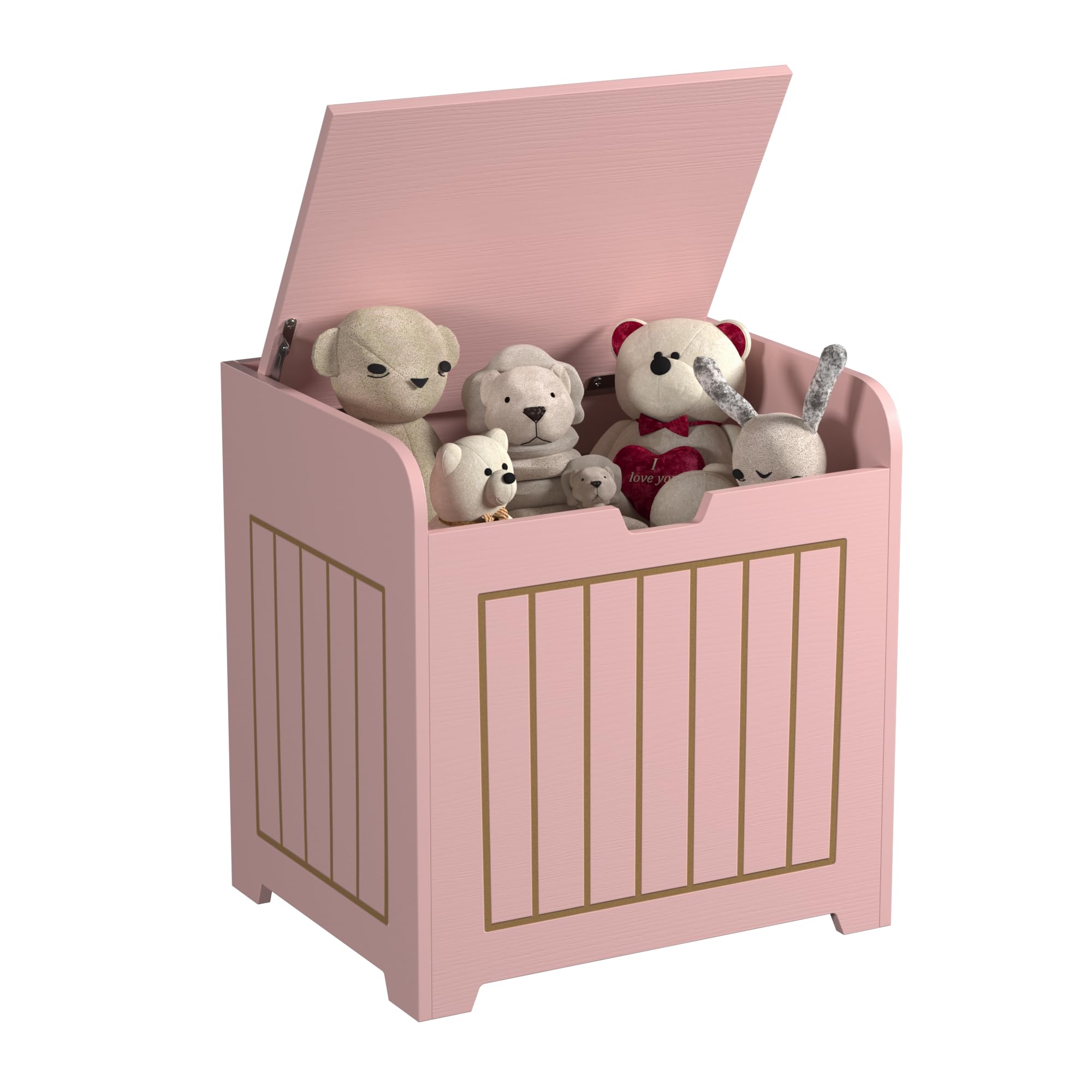 Pink Wooden Kids Storage Chest - Small Cube Toy Organizer Box for Clothes, Toys & Plants - Entryway Storage Bin & Square Nightstand for Playroom, Bedroom, Nursery - Perfect for Home Organization & Kids Room Decor