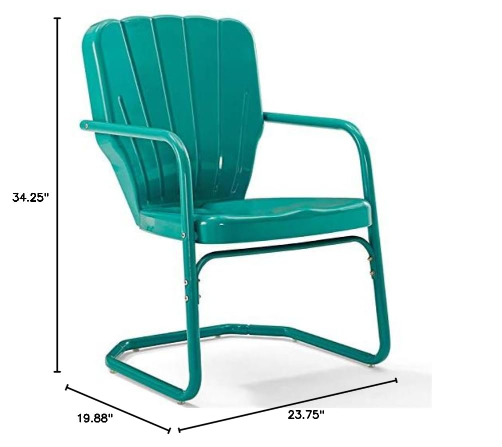 Pemberly Row Turquoise Gloss Metal Patio Chairs (Set of 2) - Outdoor Dining, Poolside Lounging, Garden Seating Furniture for Backyard & Patio